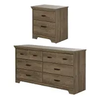 11272 Versa Weathered Oak Double Dresser & Nightstand - South Shore