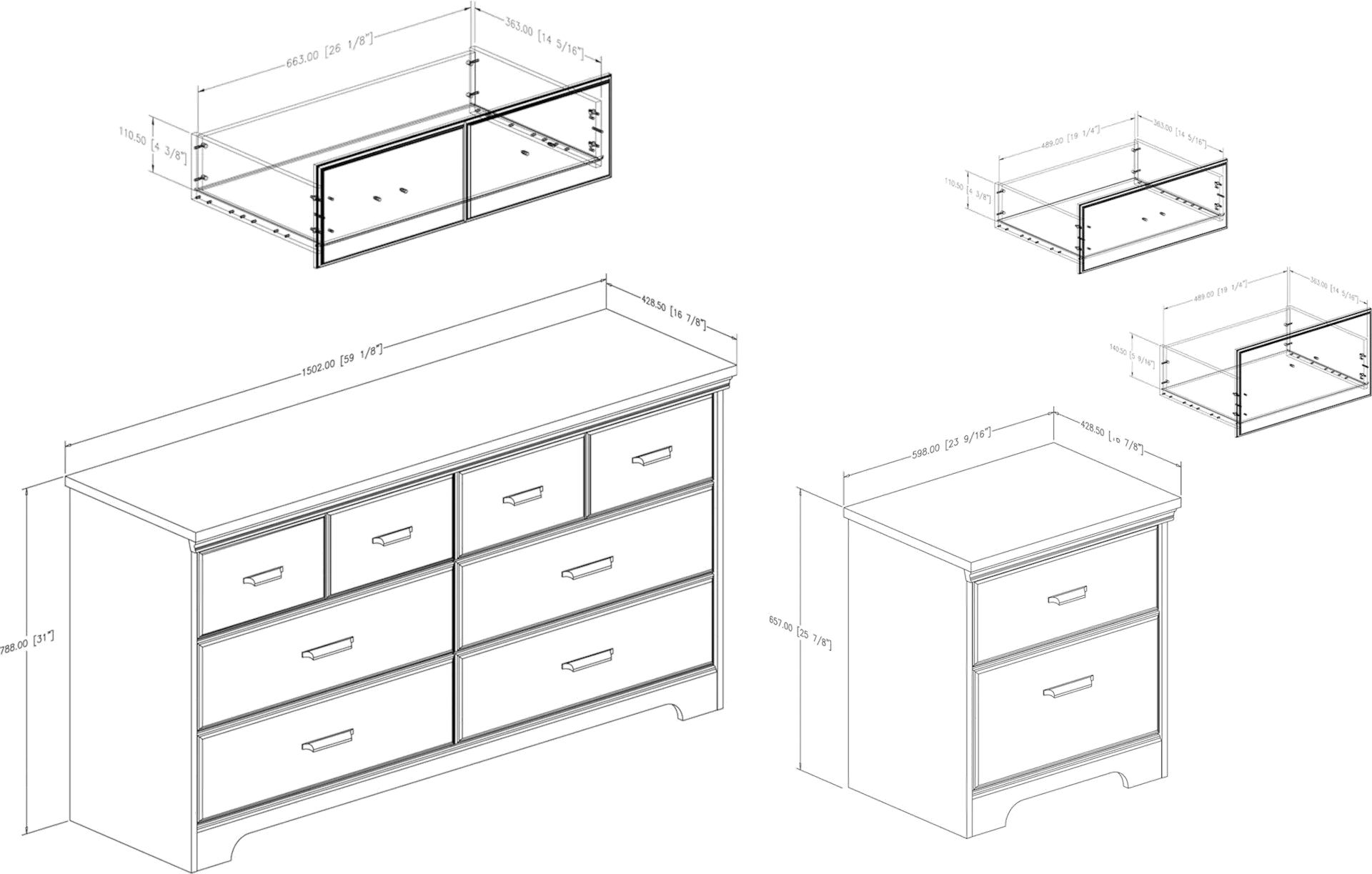 11272 Versa Weathered Oak Double Dresser & Nightstand - South Shore-5
