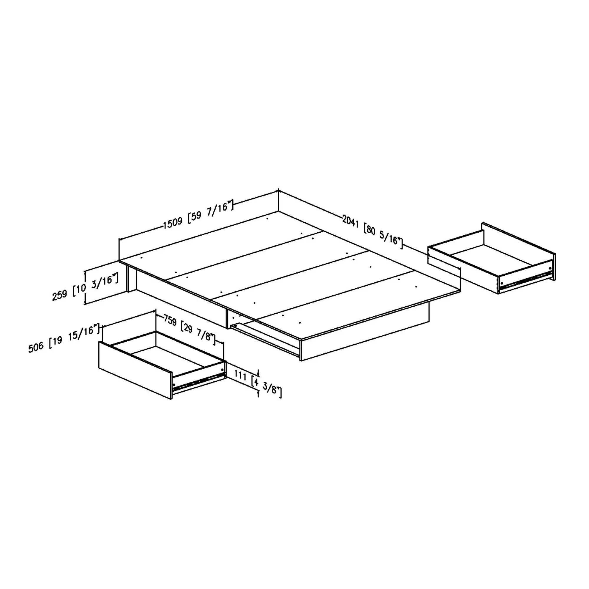 10222 Gramercy White Full-Queen Platform Bed with Drawers - South Shore-3