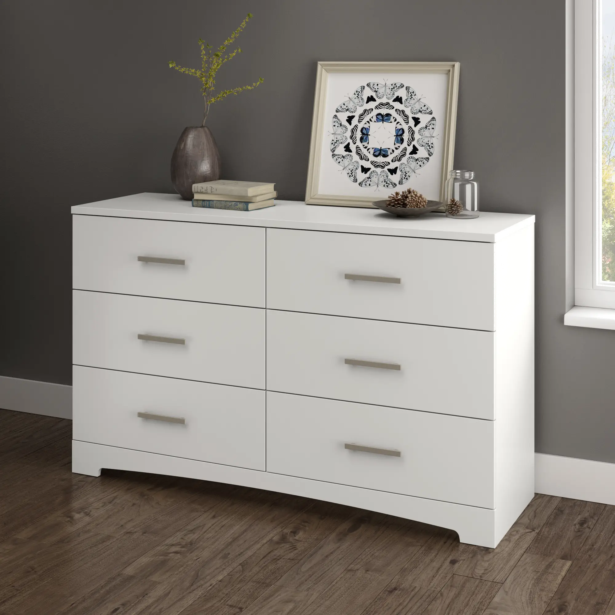 10450 Gramercy Pure White 6-Drawer Double Dresser - South Shore-2
