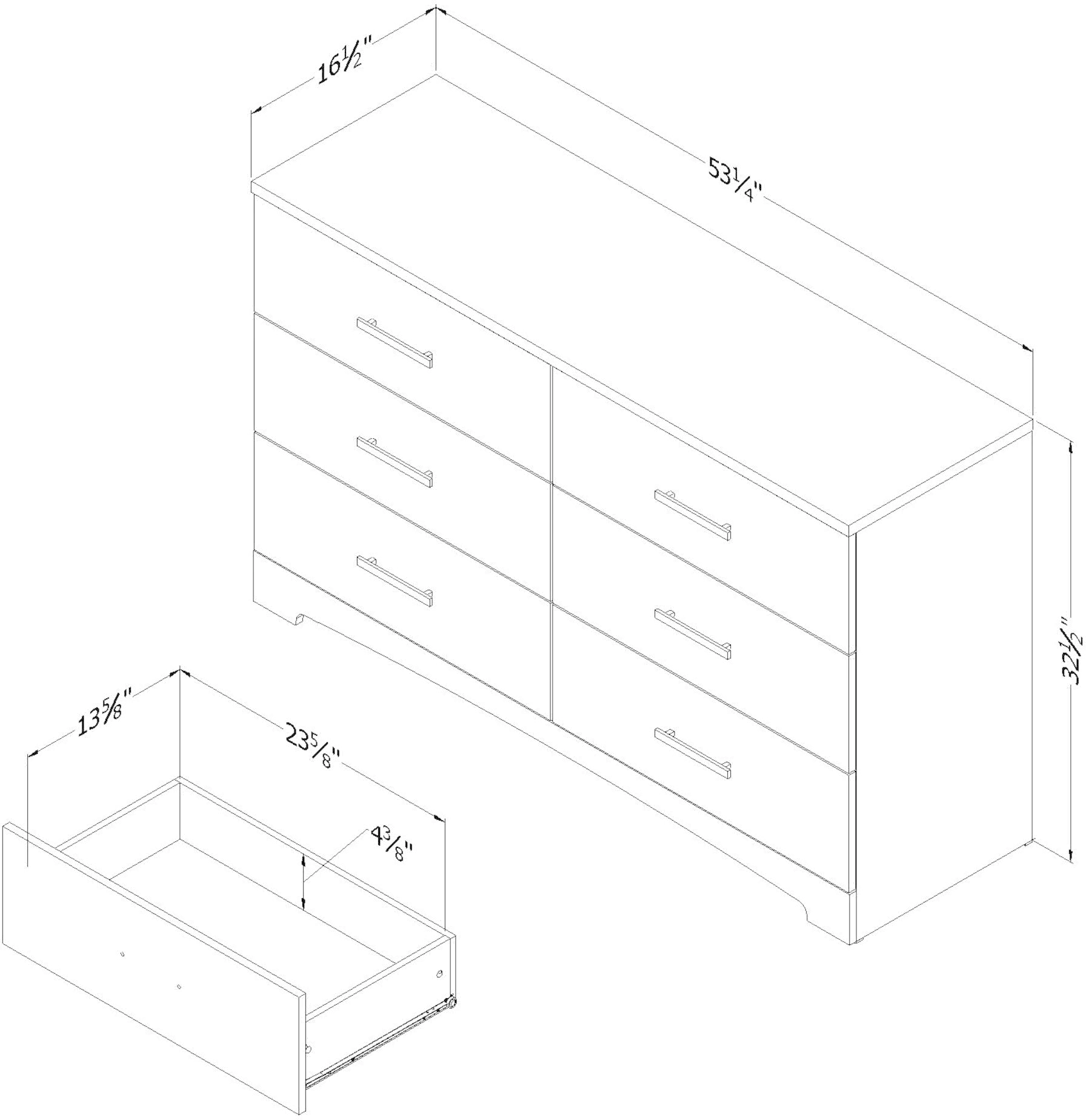 10450 Gramercy Pure White 6-Drawer Double Dresser - South Shore-1