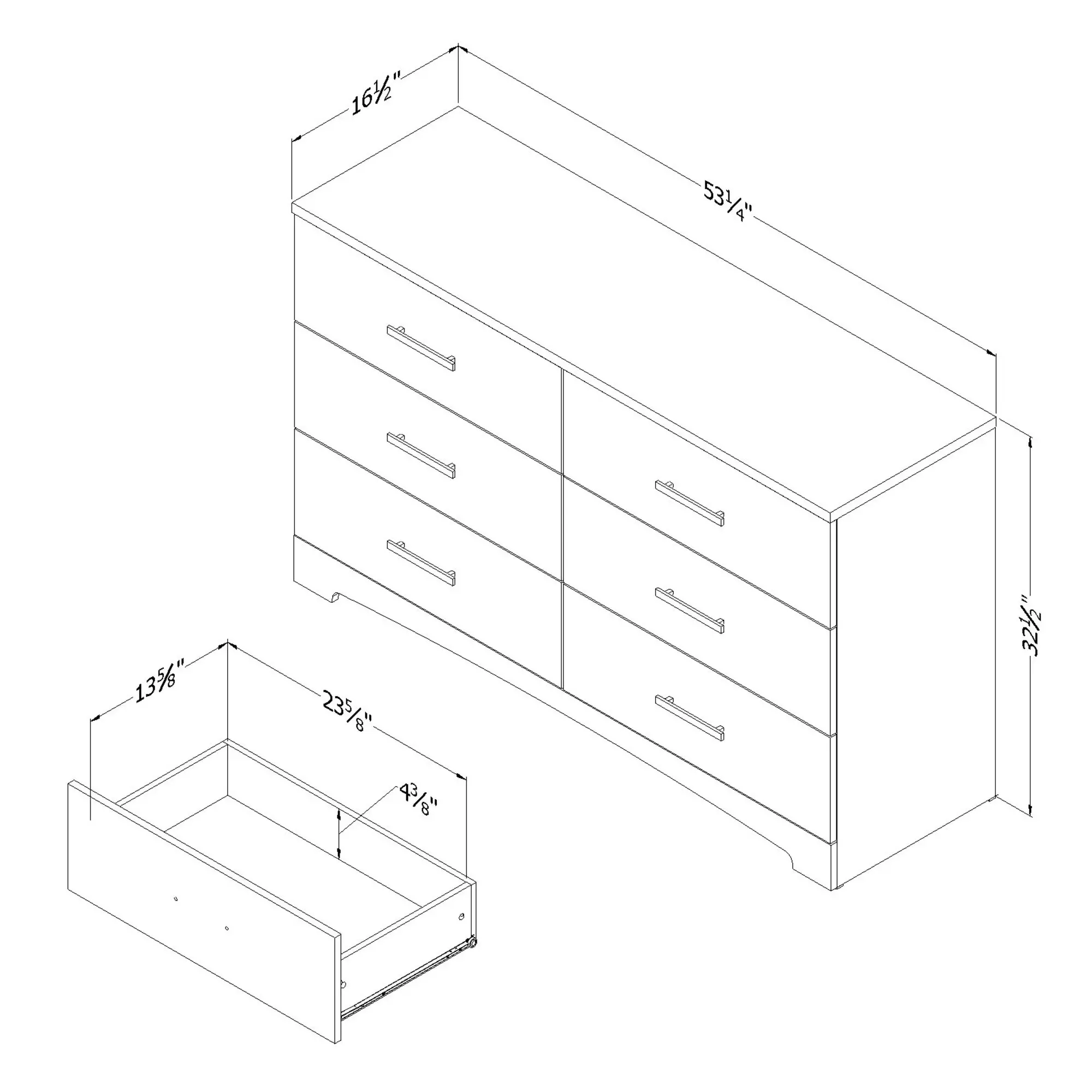 10450 Gramercy Pure White 6-Drawer Double Dresser - South Shore-2