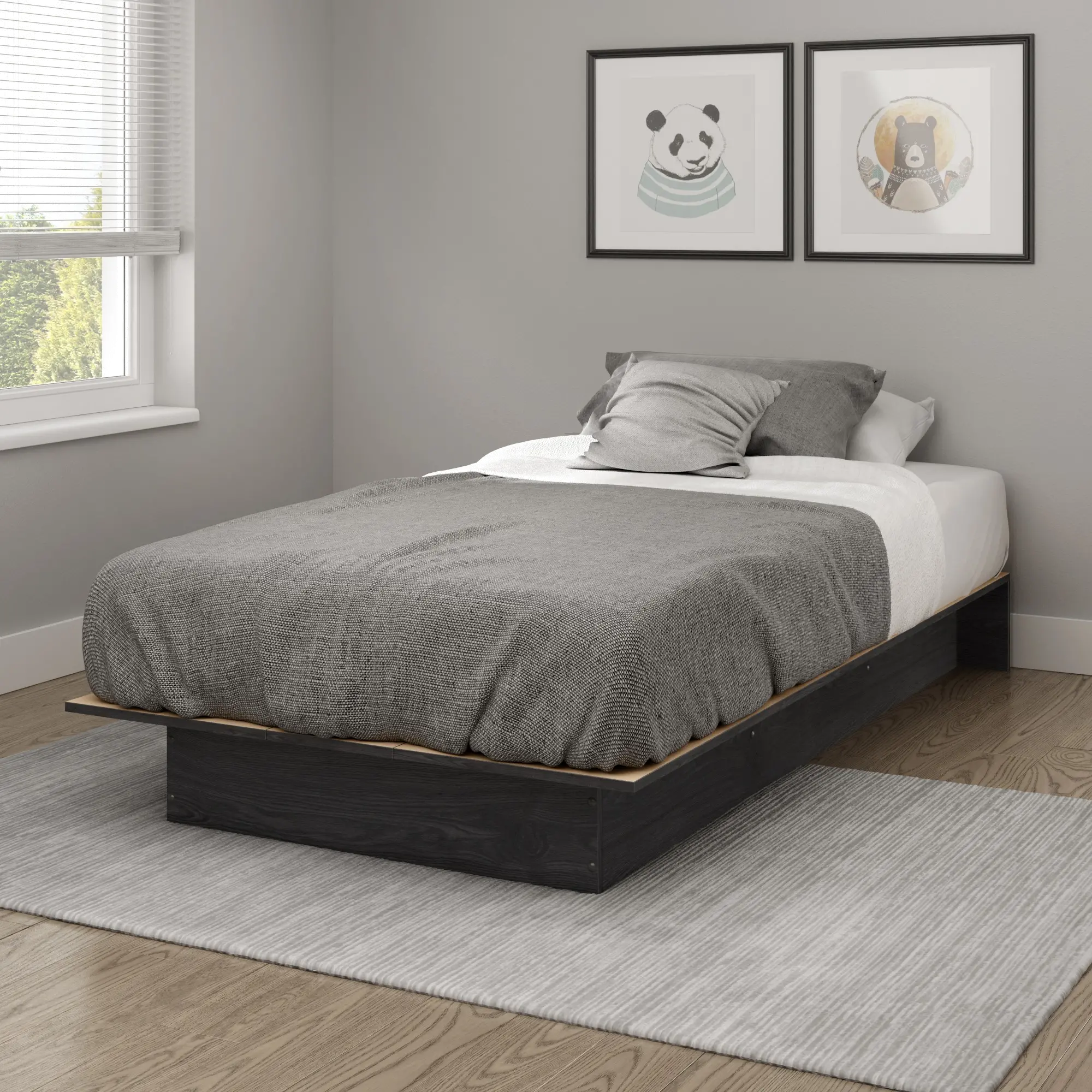 10435 Libra Gray Oak Twin Platform Bed - South Shore-2
