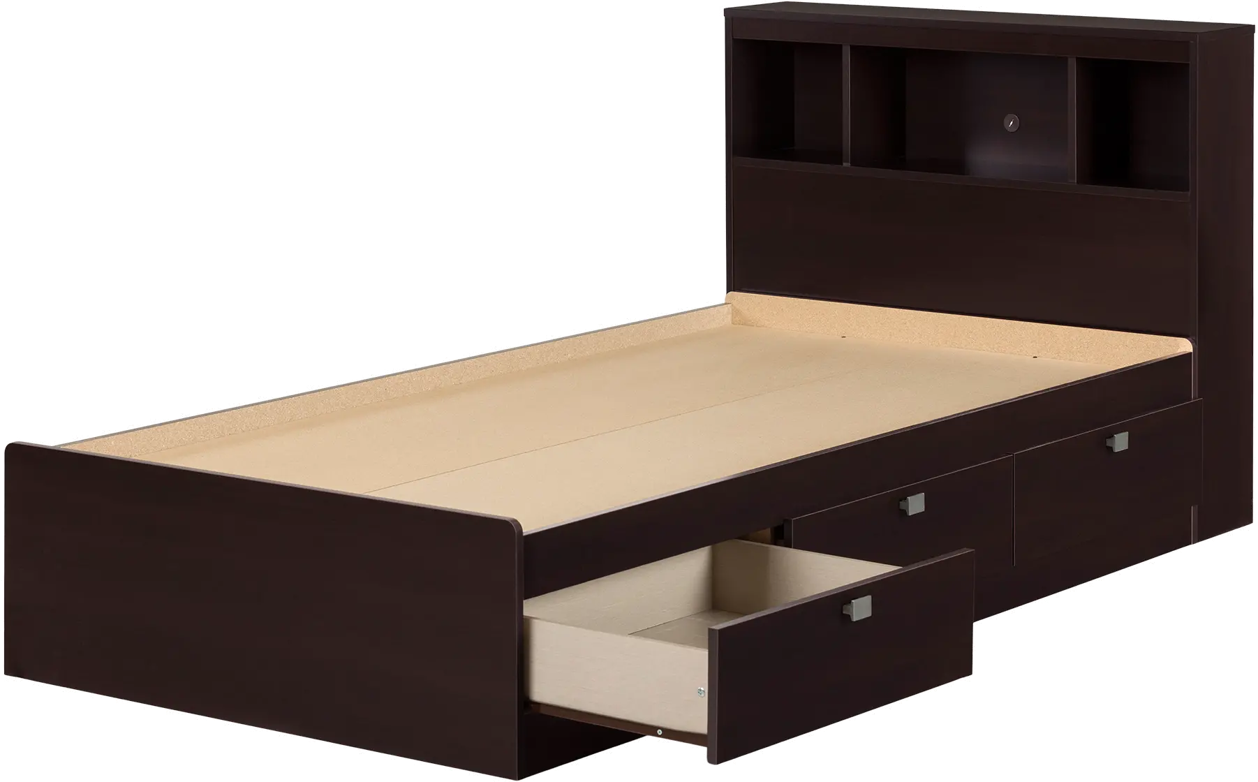 3259B2 Spark Chocolate Twin Storage Bed and Bookcase Headboard Set - South Shore-4