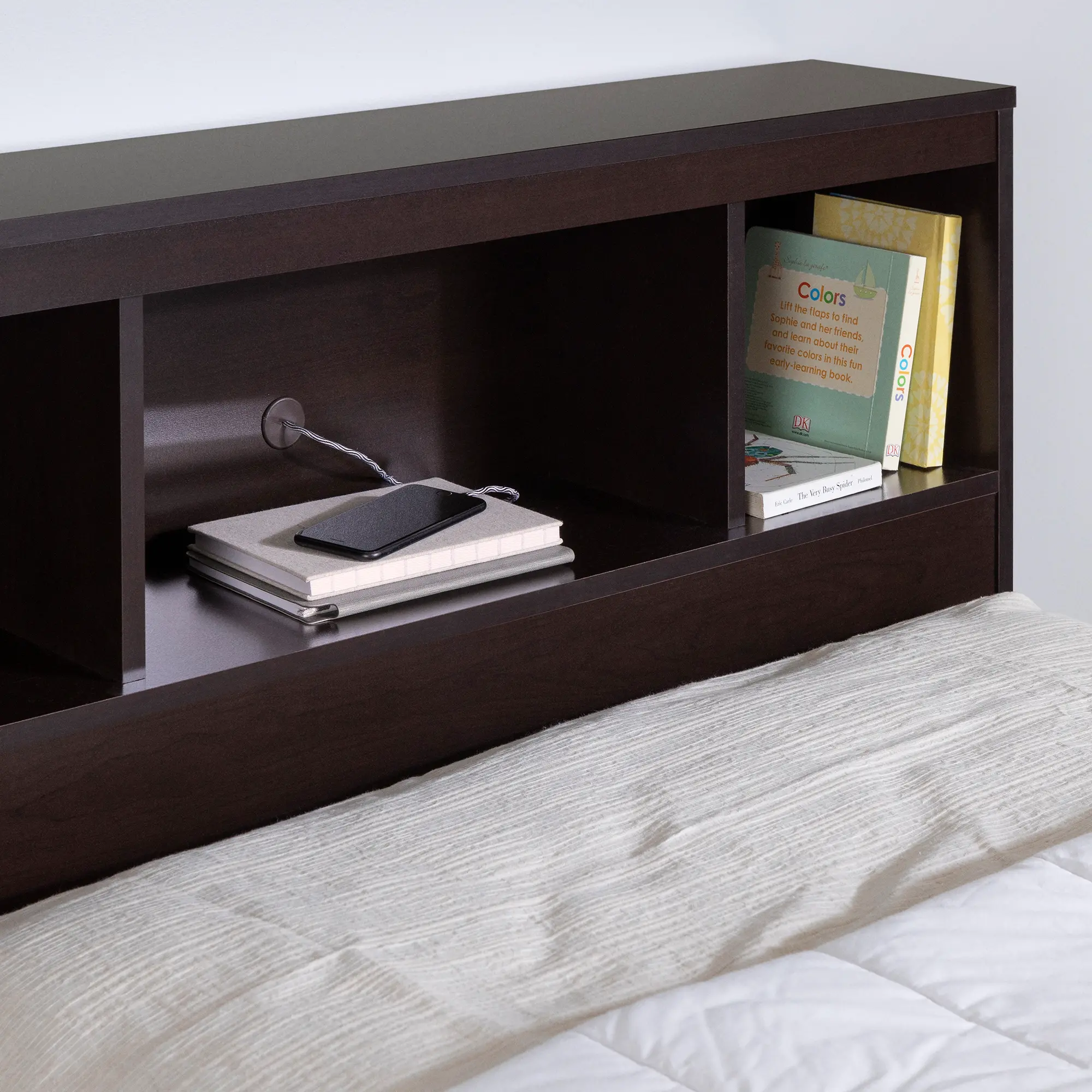 3259B2 Spark Chocolate Twin Storage Bed and Bookcase Headboard Set - South Shore-6