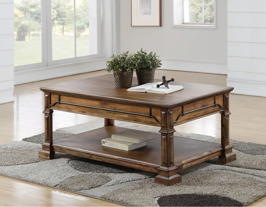 Barclay Rustic Brown Coffee Table-2