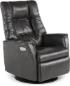 Boston Gray Leather Large Swivel Glider Power Recliner