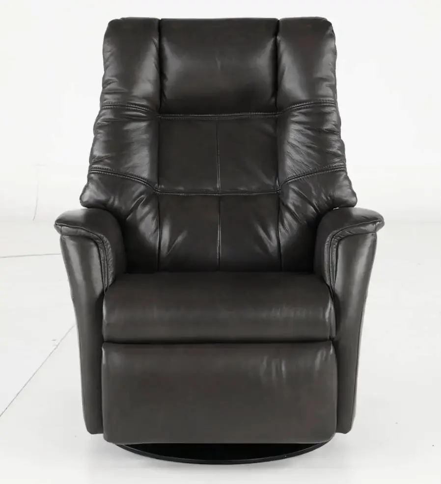 Boston Gray Leather Large Swivel Glider Power Recliner-5