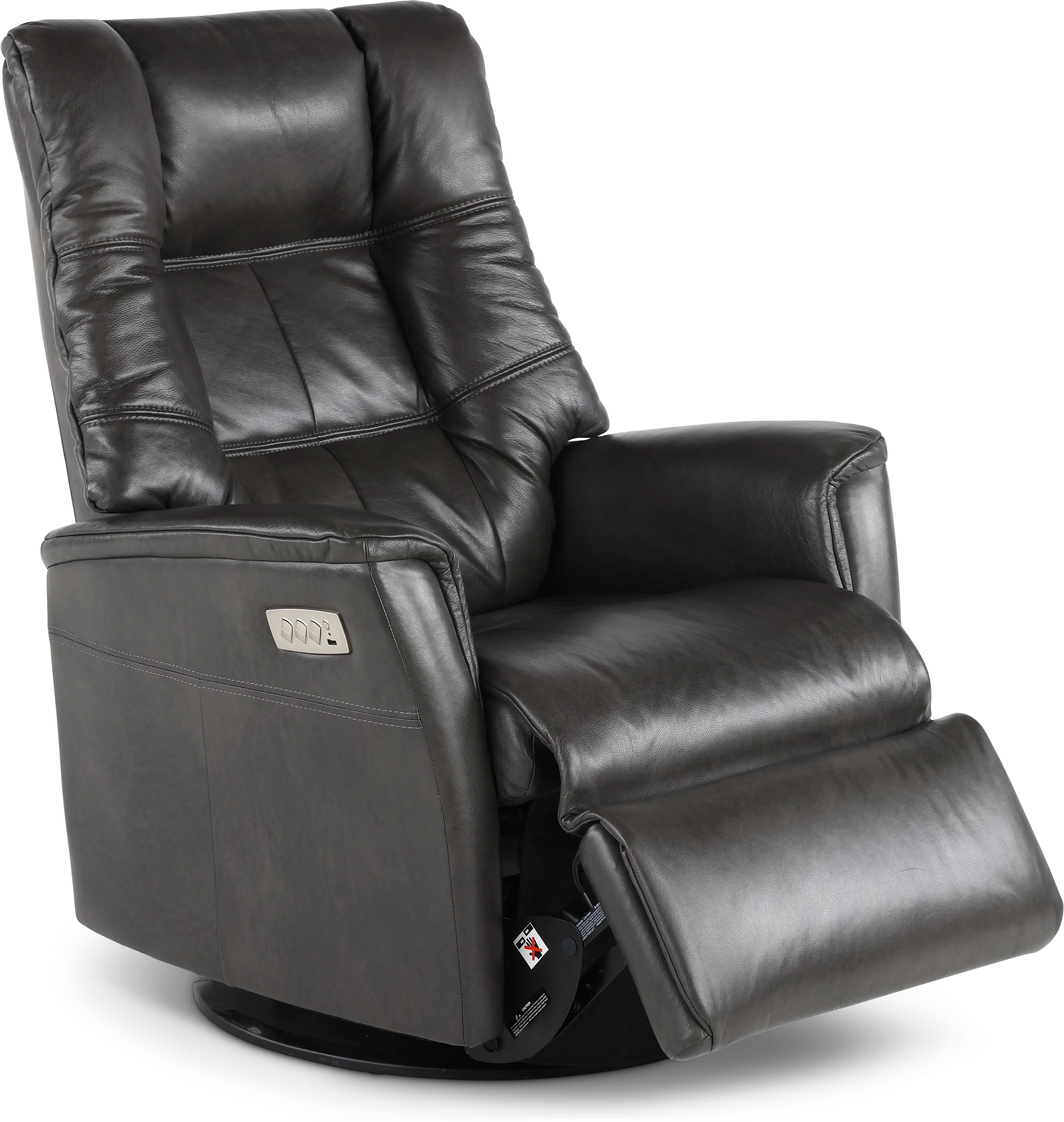 Boston Gray Leather Large Swivel Glider Power Recliner-6