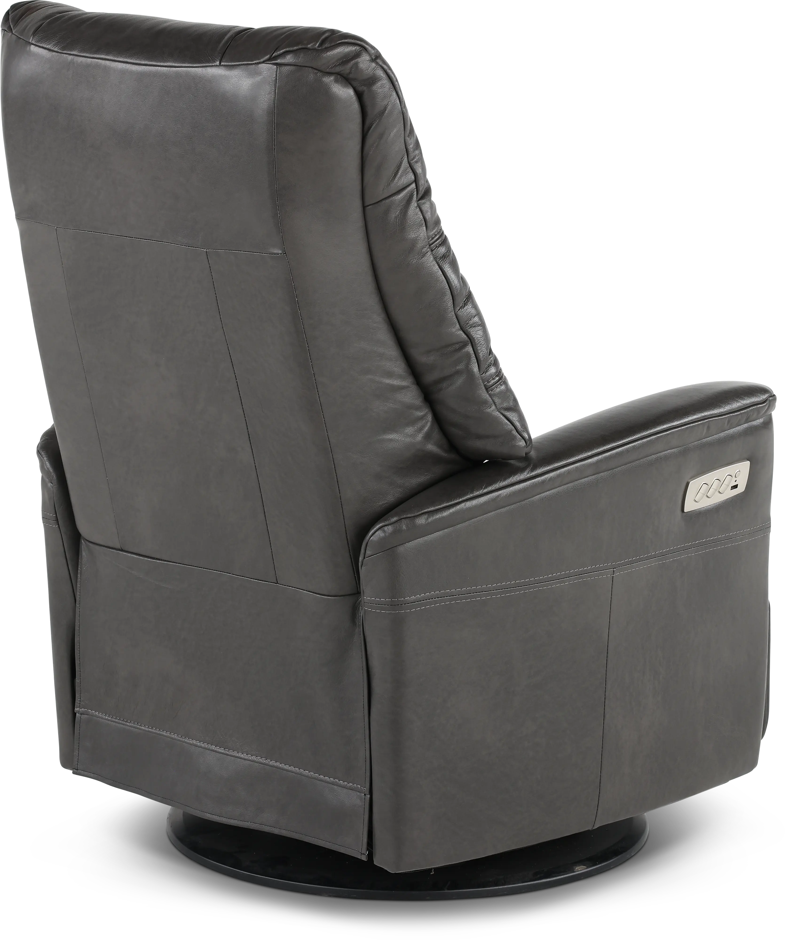 Boston Gray Leather Large Swivel Glider Power Recliner-8