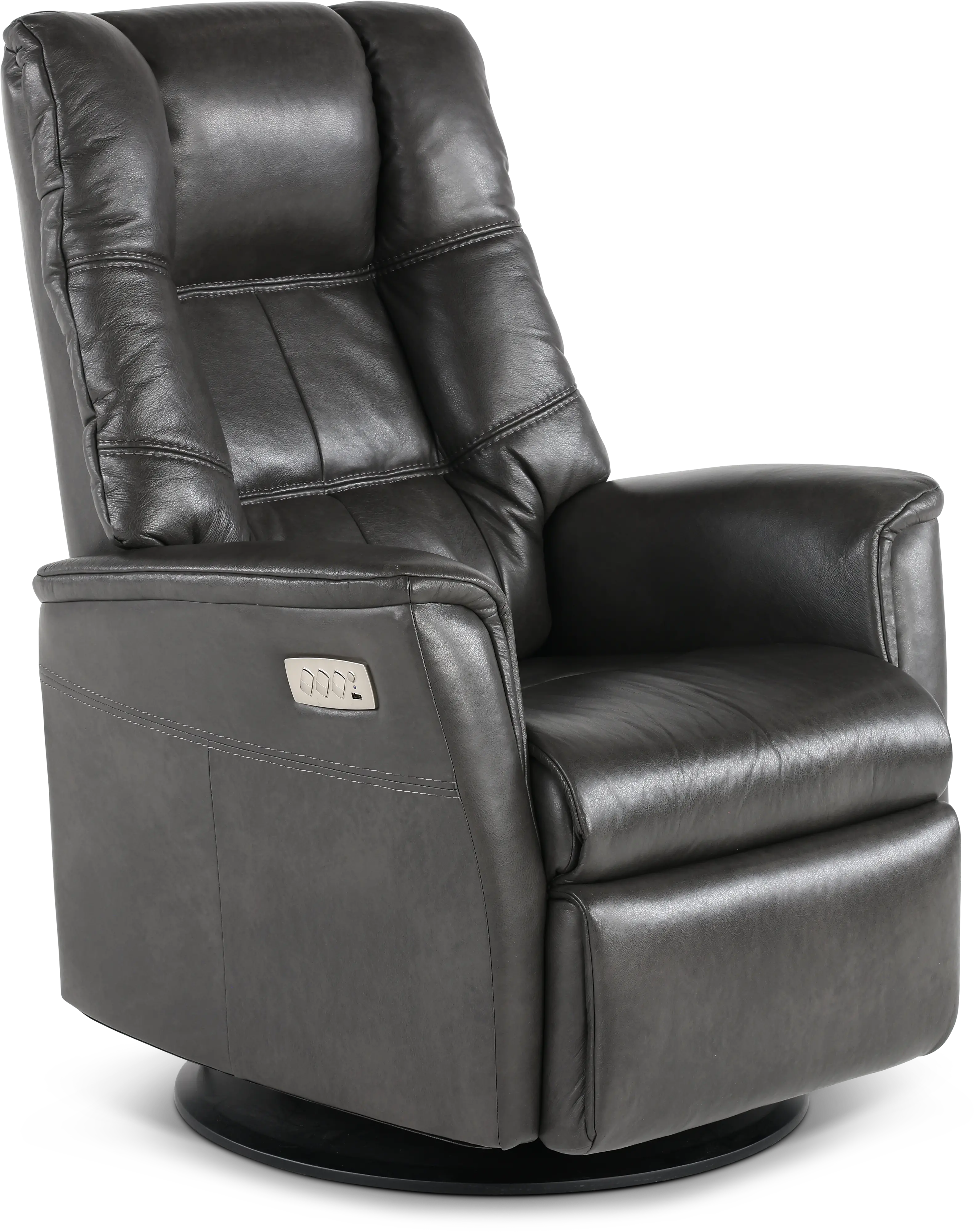 Boston Gray Leather Standard Swivel Glider Power Recliner-1