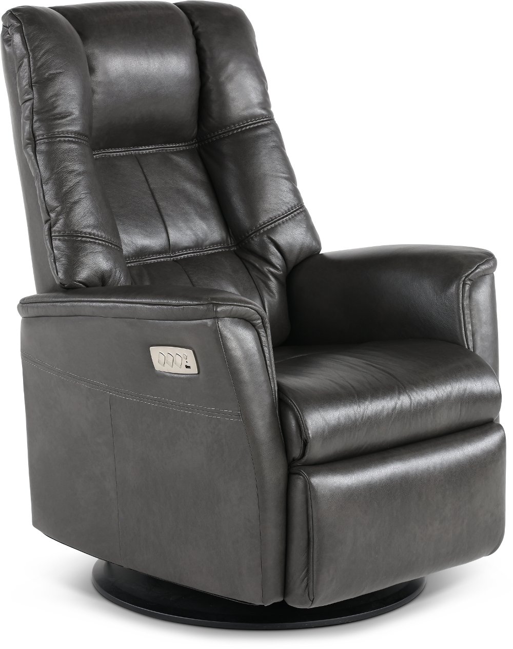 Boston Gray Leather Standard Swivel Glider Power Recliner