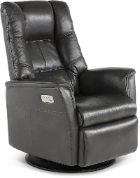 Boston Gray Leather Standard Swivel Glider Power Recliner
