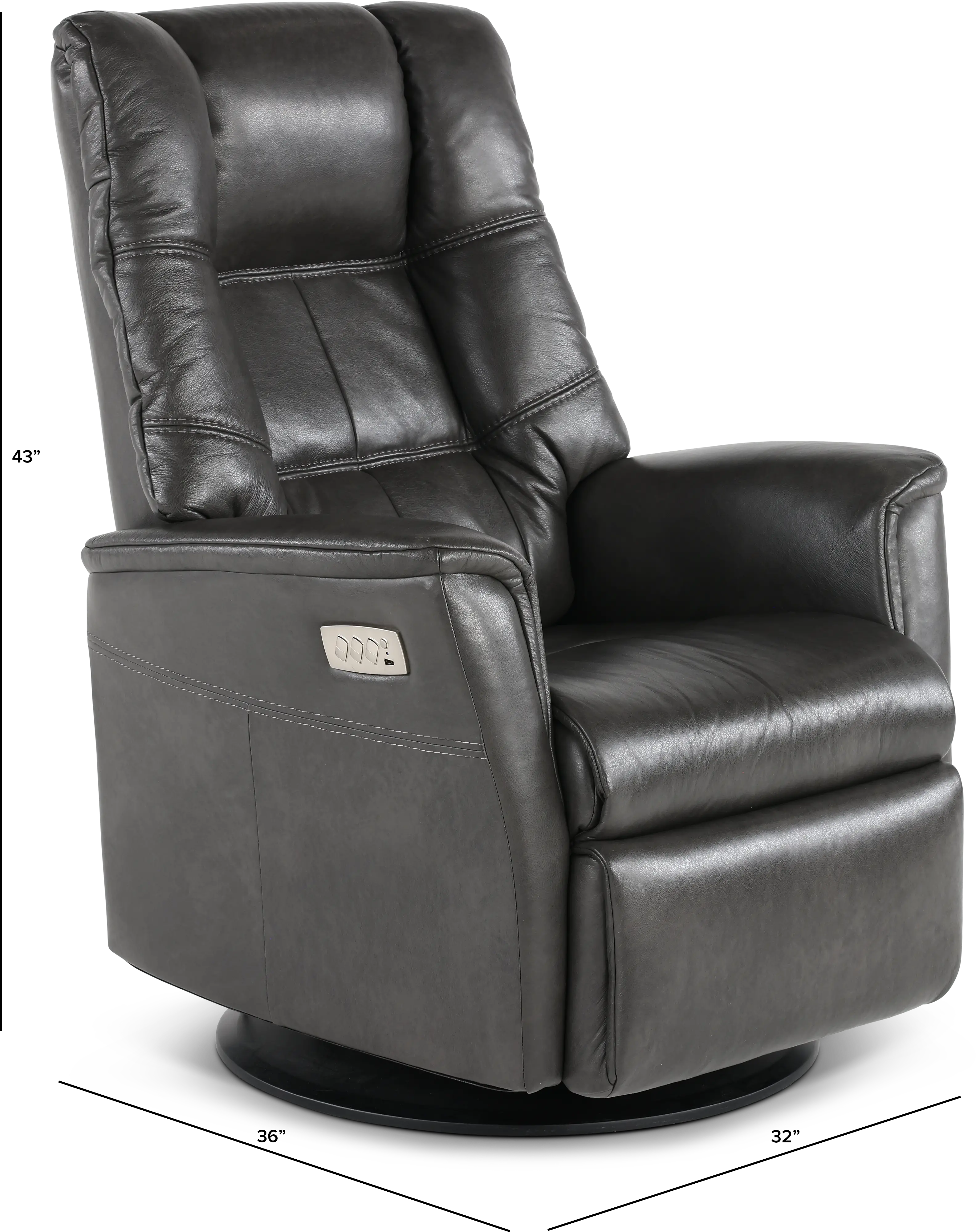 Boston Gray Leather Standard Swivel Glider Power Recliner-3