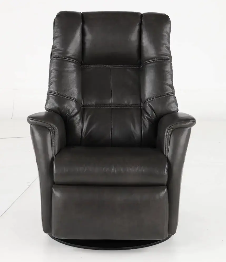 Boston Gray Leather Standard Swivel Glider Power Recliner-5