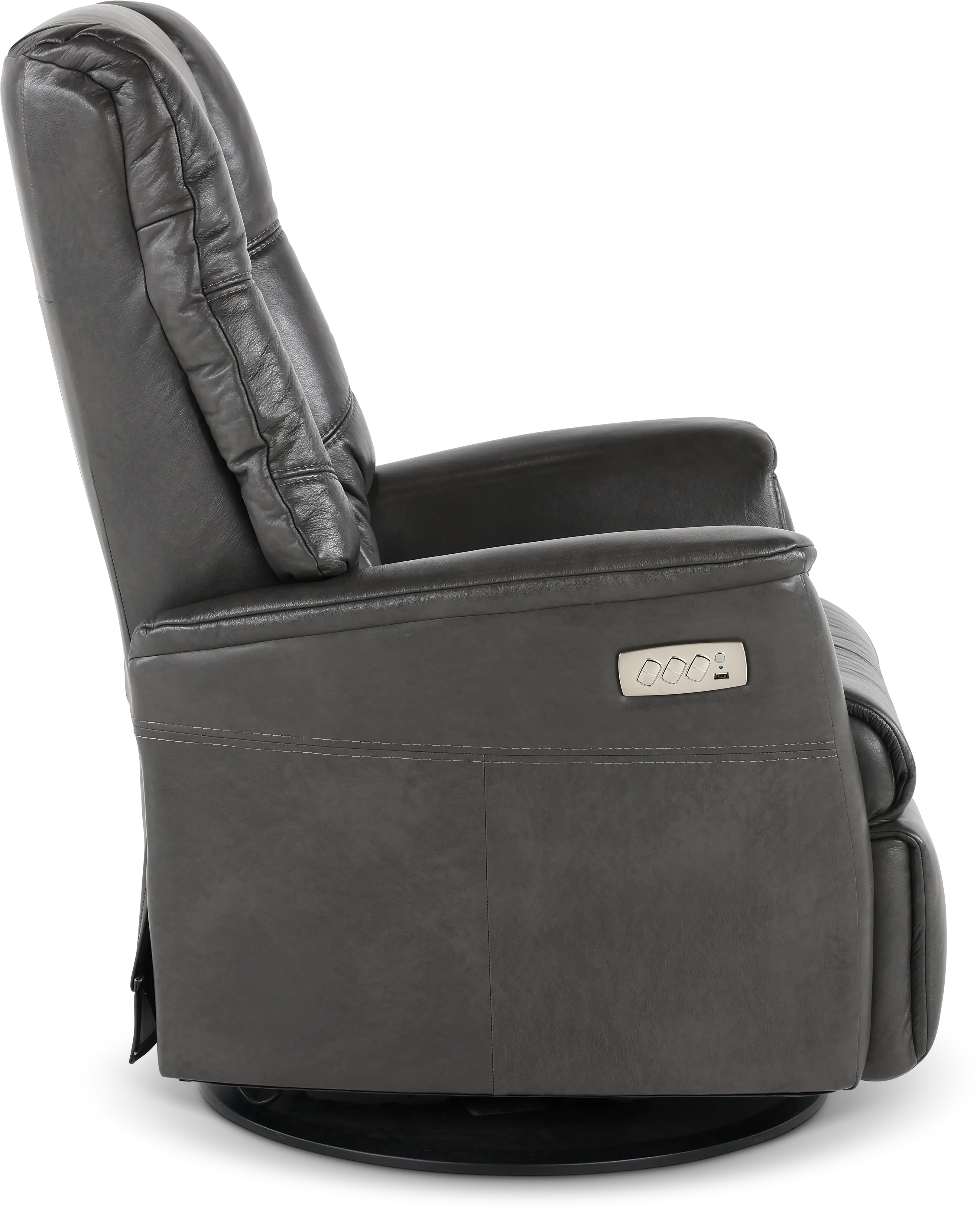 Boston Gray Leather Standard Swivel Glider Power Recliner-7