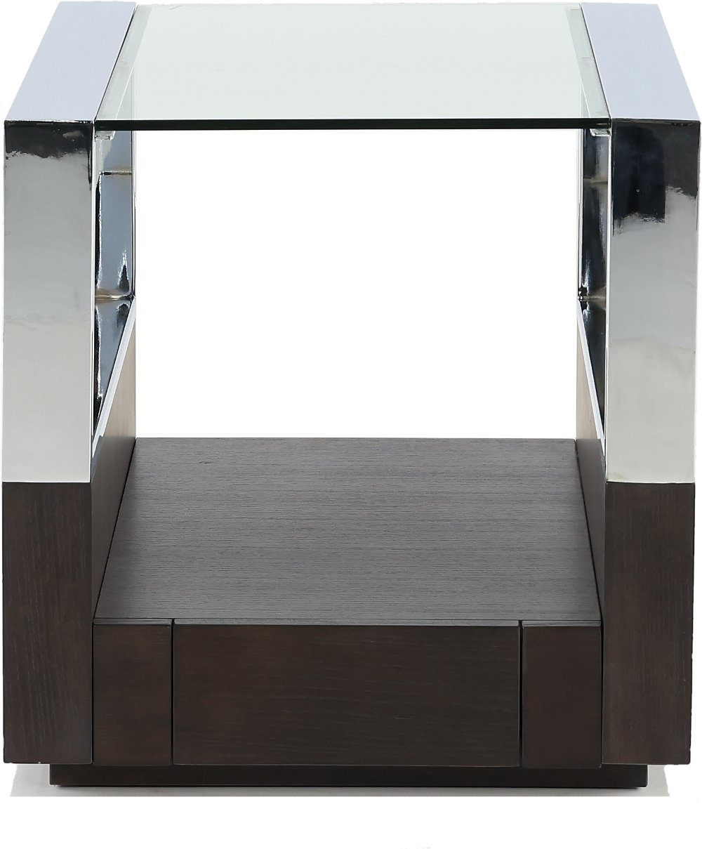 Revere Graphite and Chrome Glass Top End Table