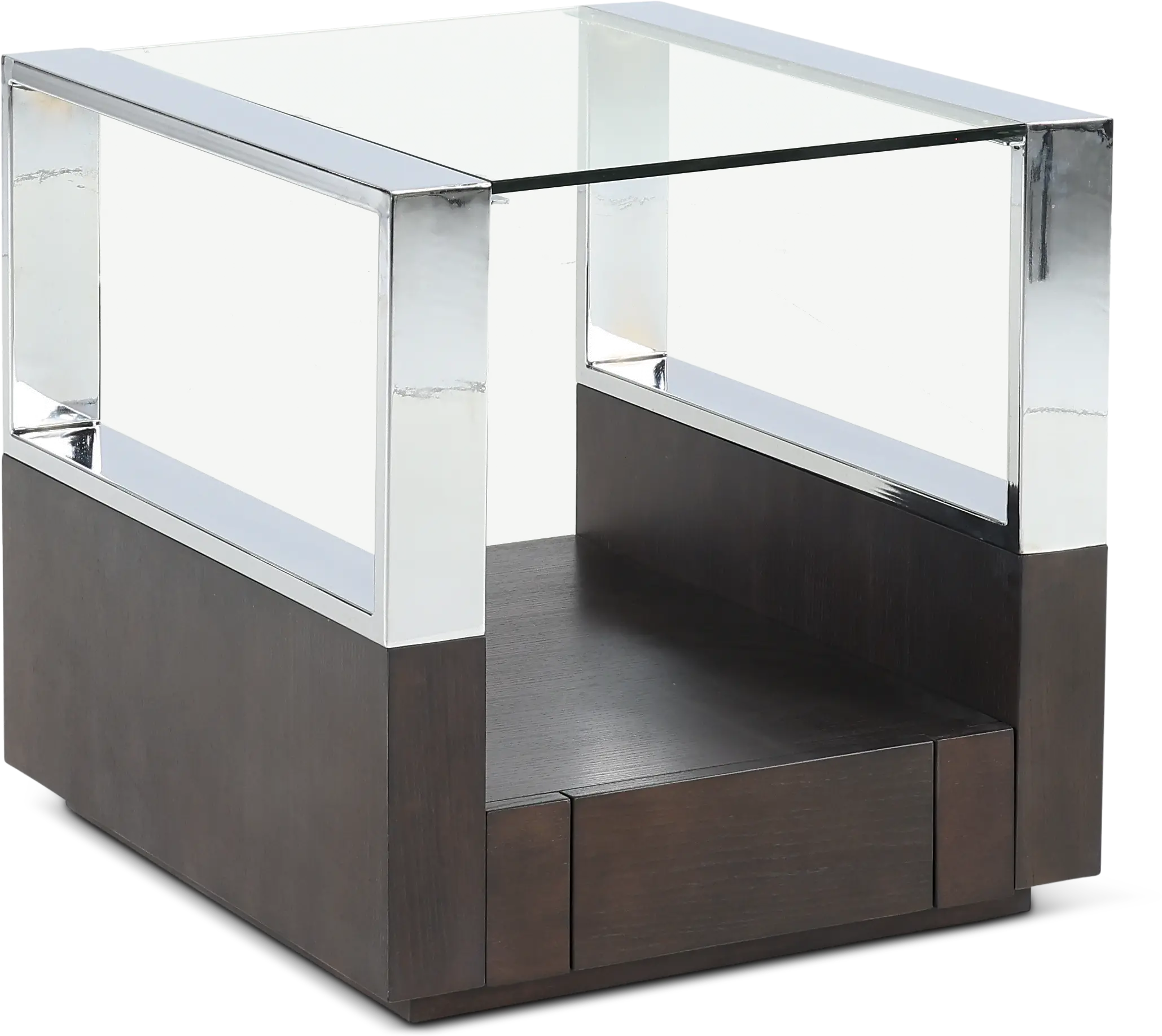 Revere Graphite and Chrome Glass Top End Table-4