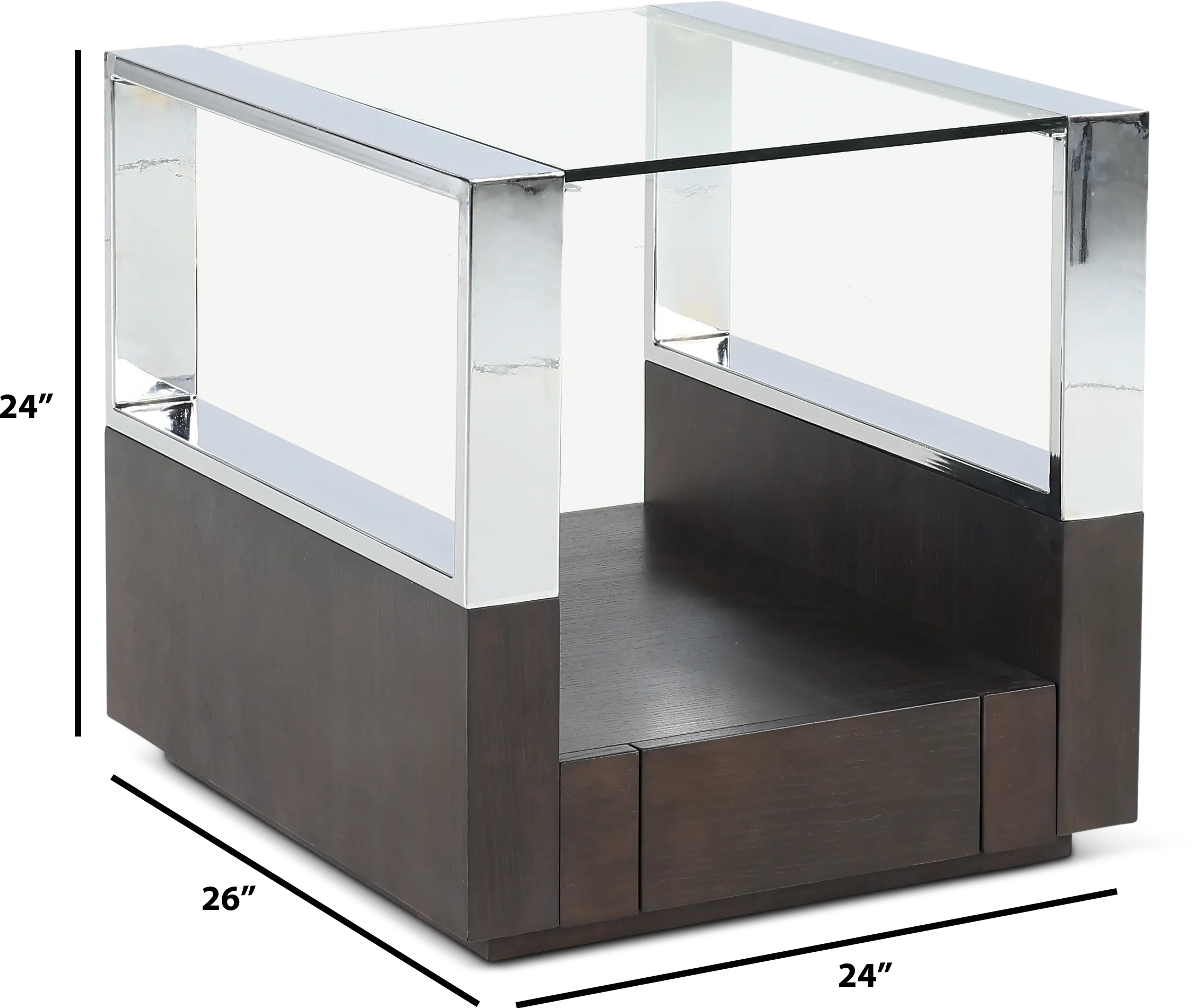 Revere Graphite and Chrome Glass Top End Table-3
