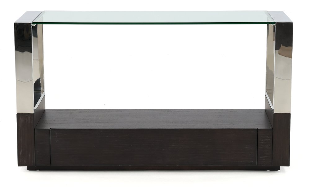 Revere Graphite and Chrome Glass Top Sofa Table