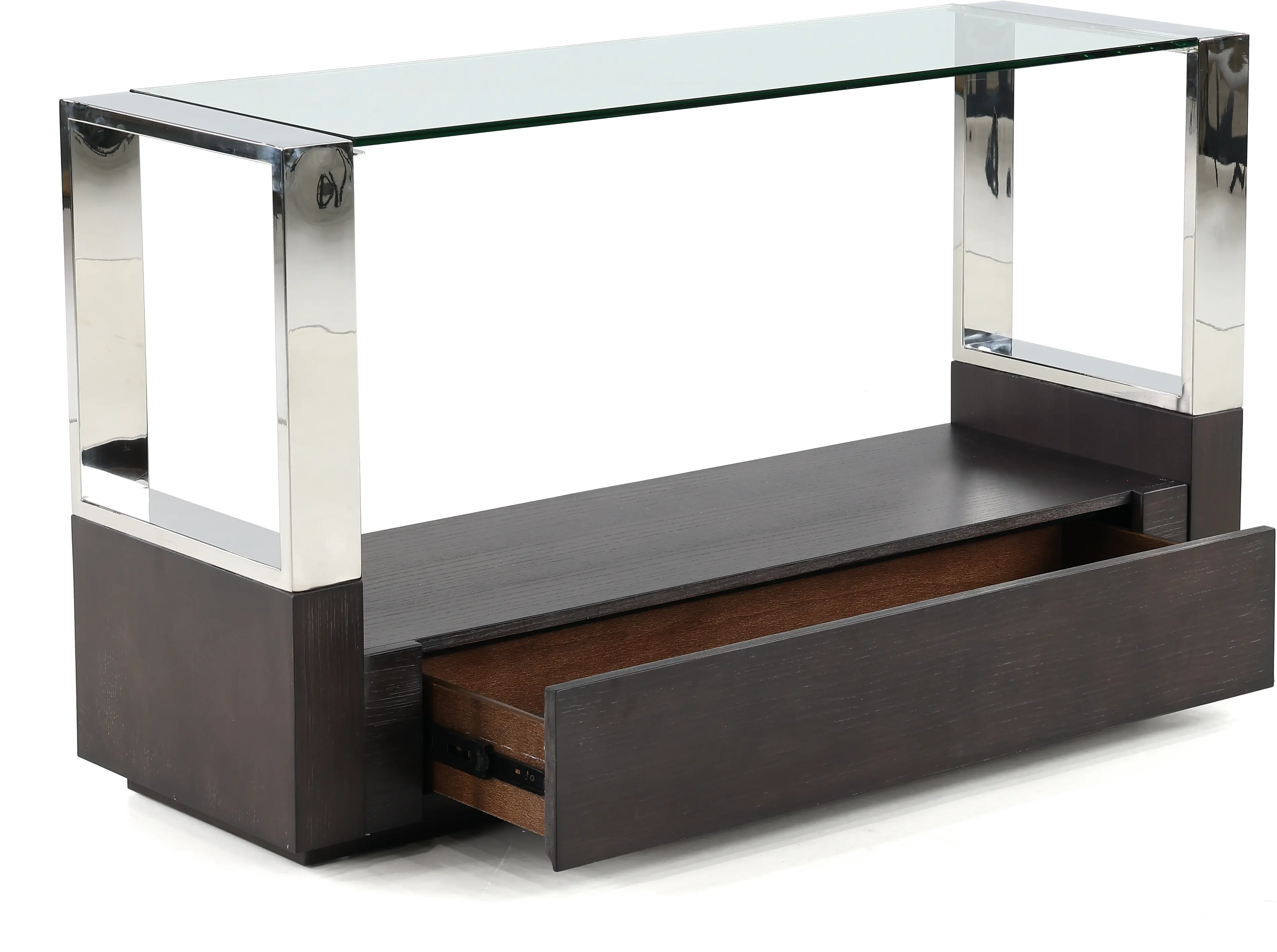 Revere Graphite and Chrome Glass Top Sofa Table-4