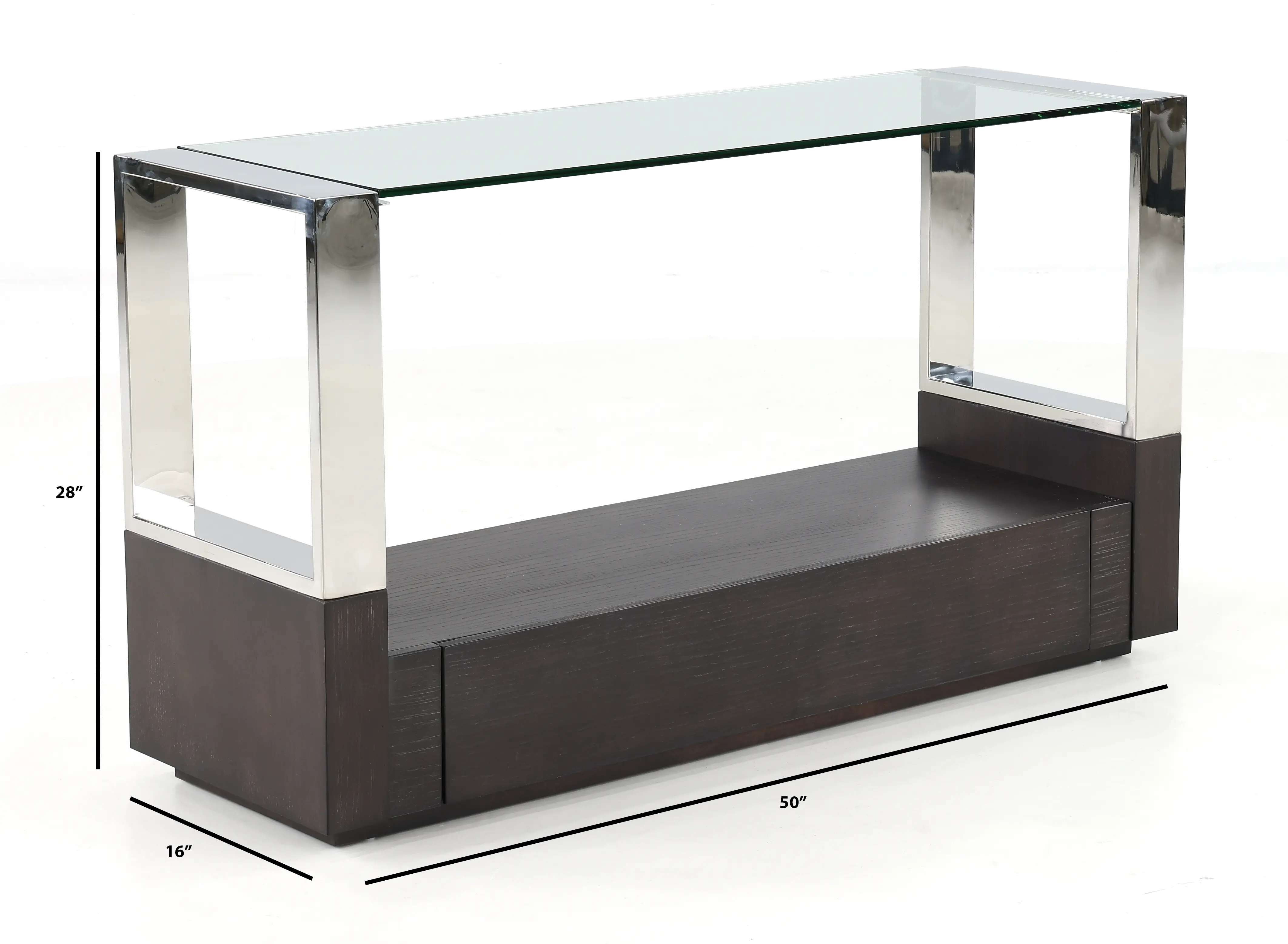 Revere Graphite and Chrome Glass Top Sofa Table-3