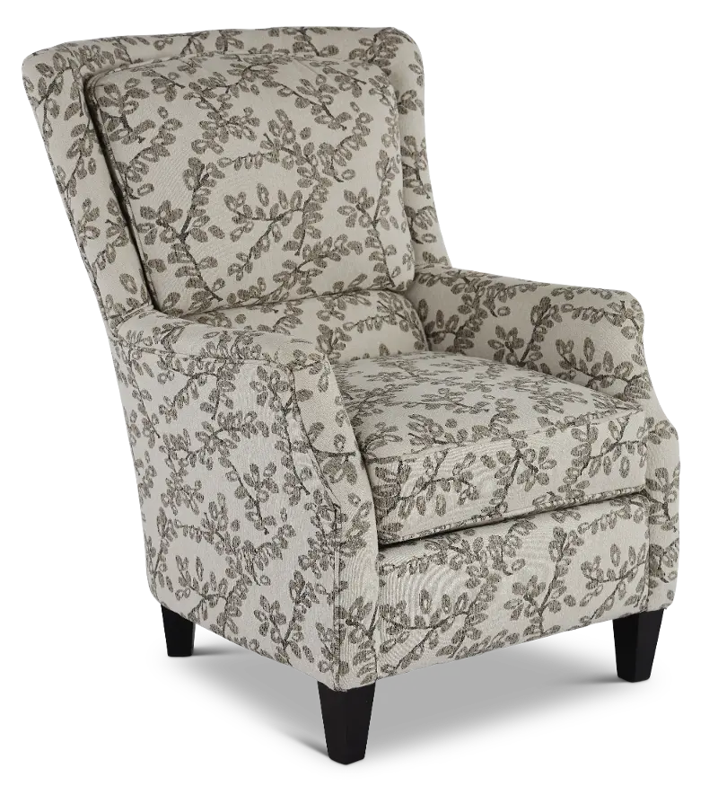 Loren Neutral Leaf-Print Accent Chair