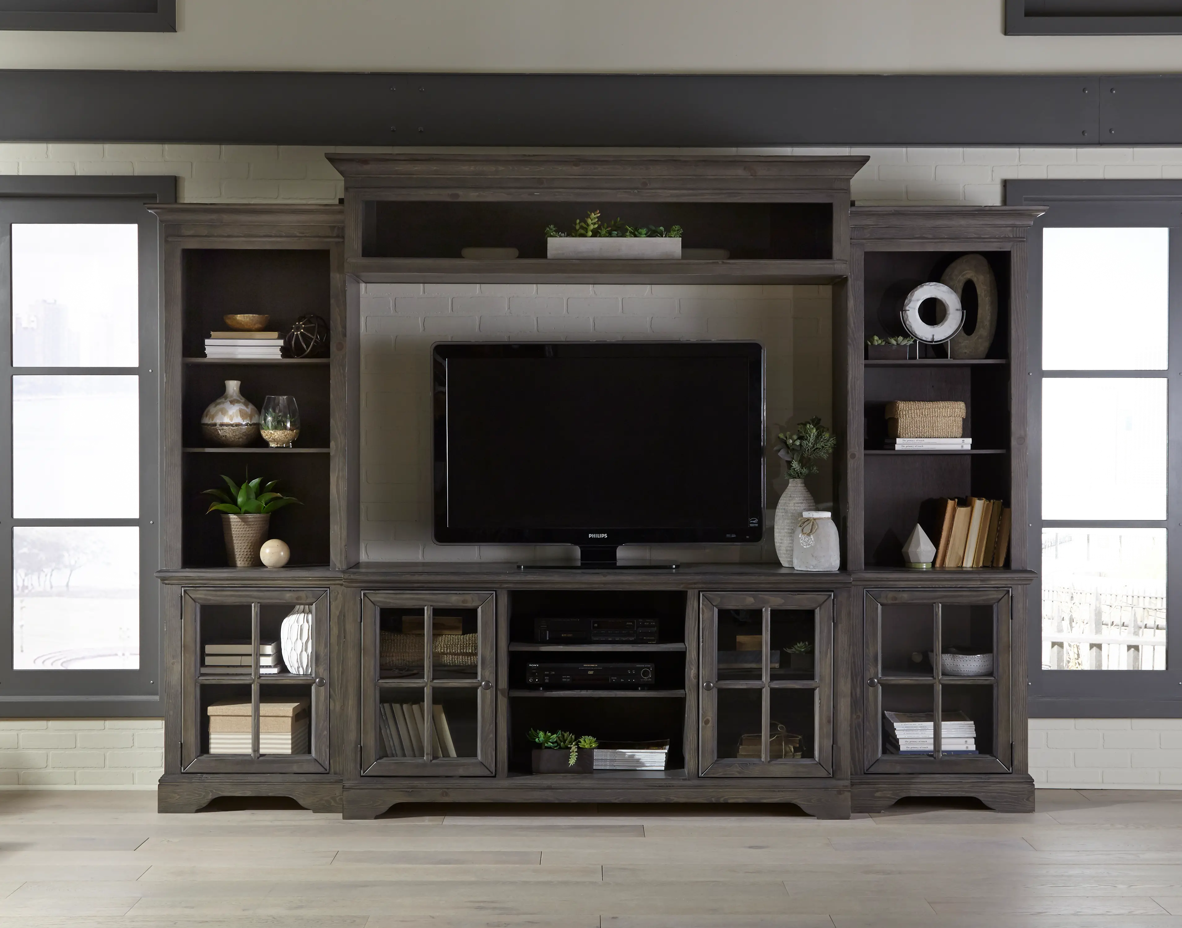 Dilworth Storm Gray 4 Piece Chic Entertainment Center-2