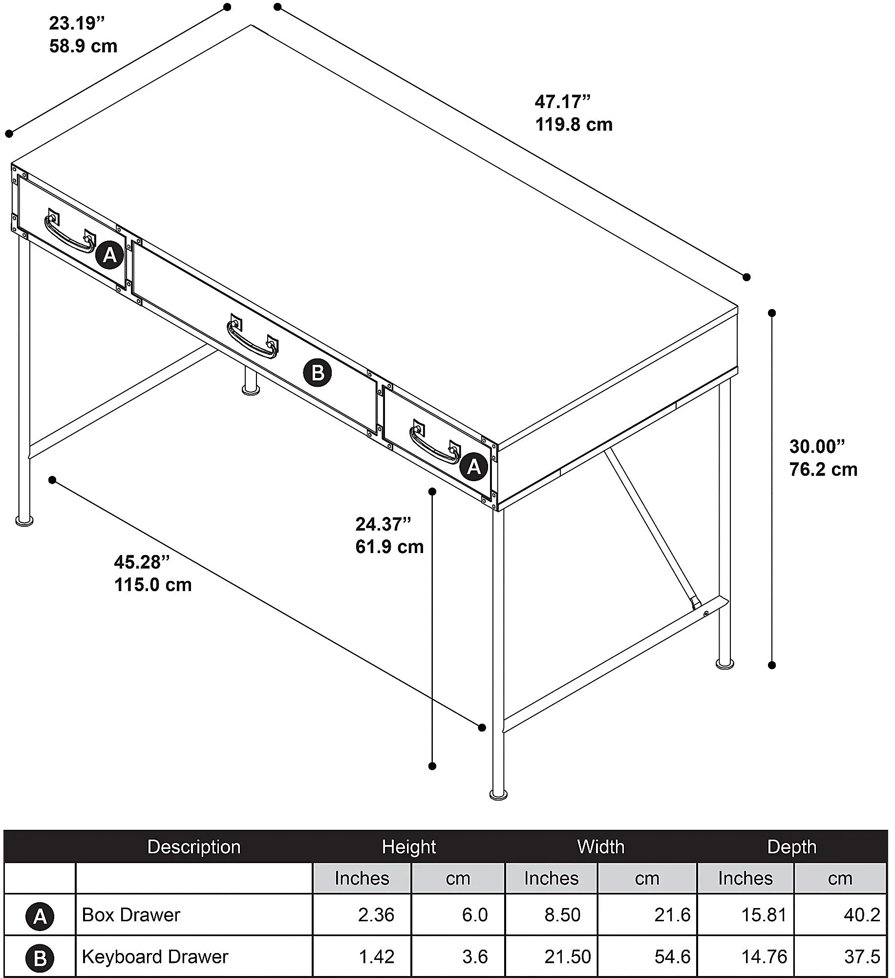 KI50201-03 Ironworks Cherry Writing Desk  (48 Inch) - Bush Furniture-8