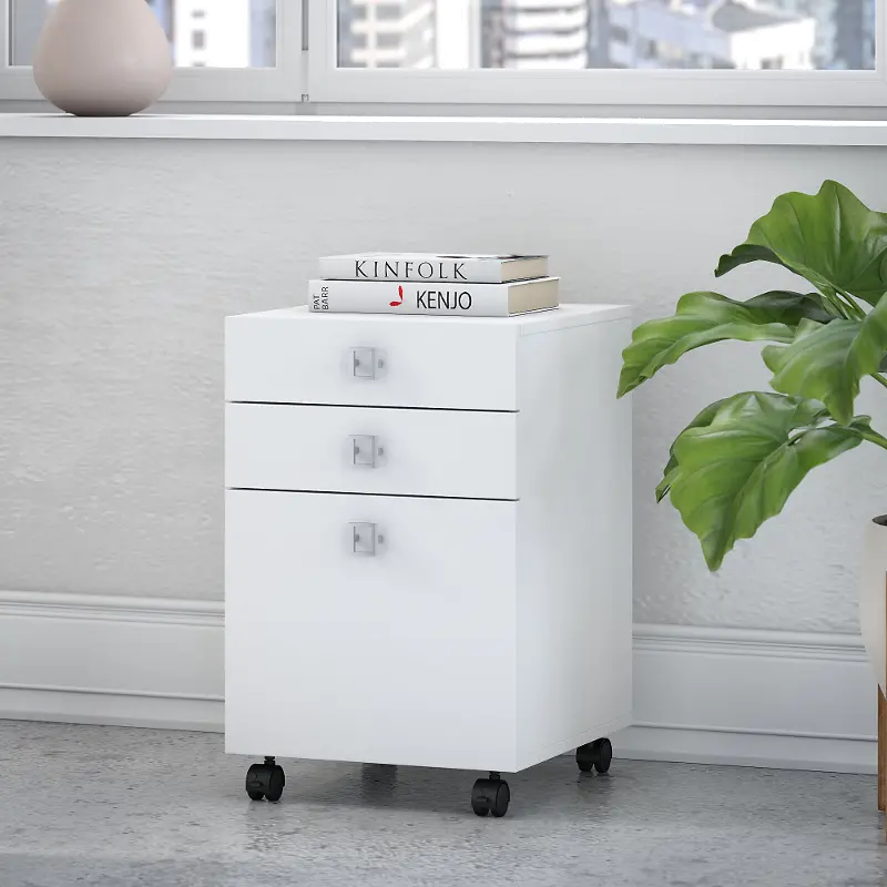 Eco White 3 Drawer File Cabinet - Bush Furniture