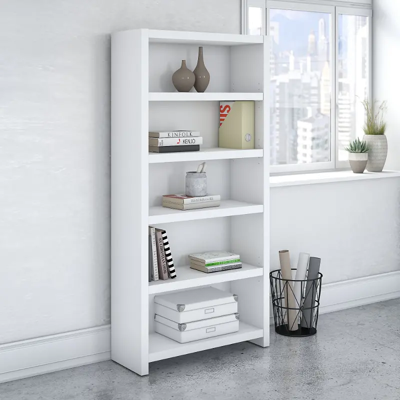 Eco White 5-Shelf Bookcase - Bush Furniture