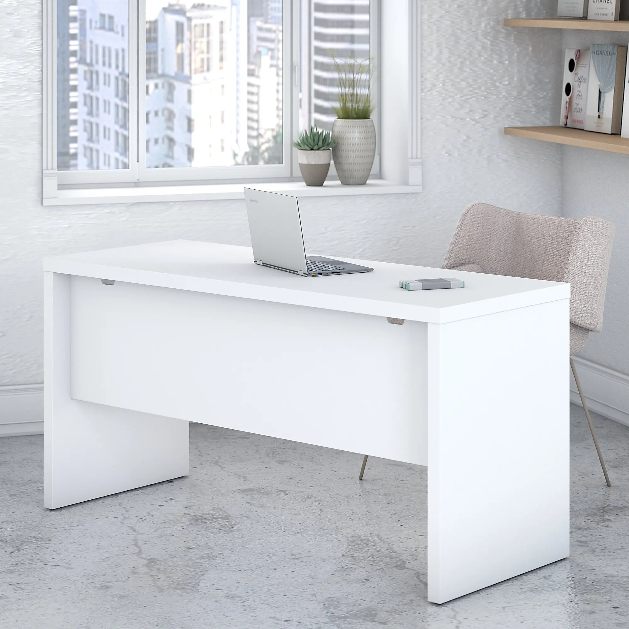 KI60106-03 Eco White Credenza Desk-2