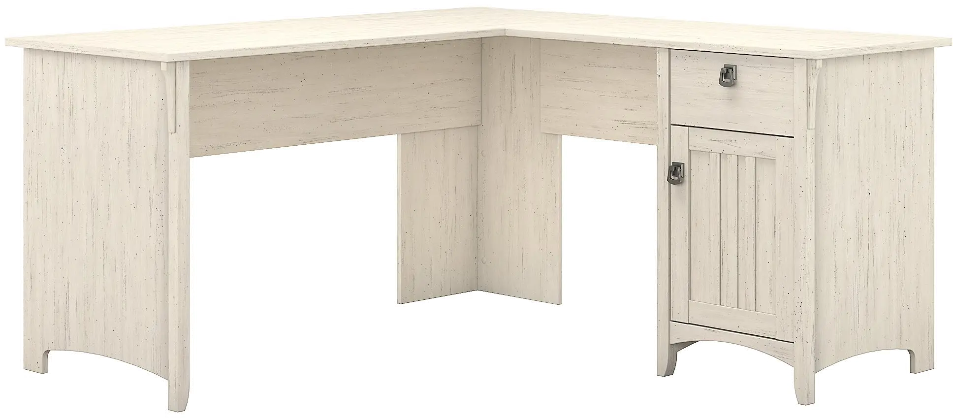 SAD160AW-03 Salinas Antique White L-Shaped Desk with Storage - Bush Furniture-5