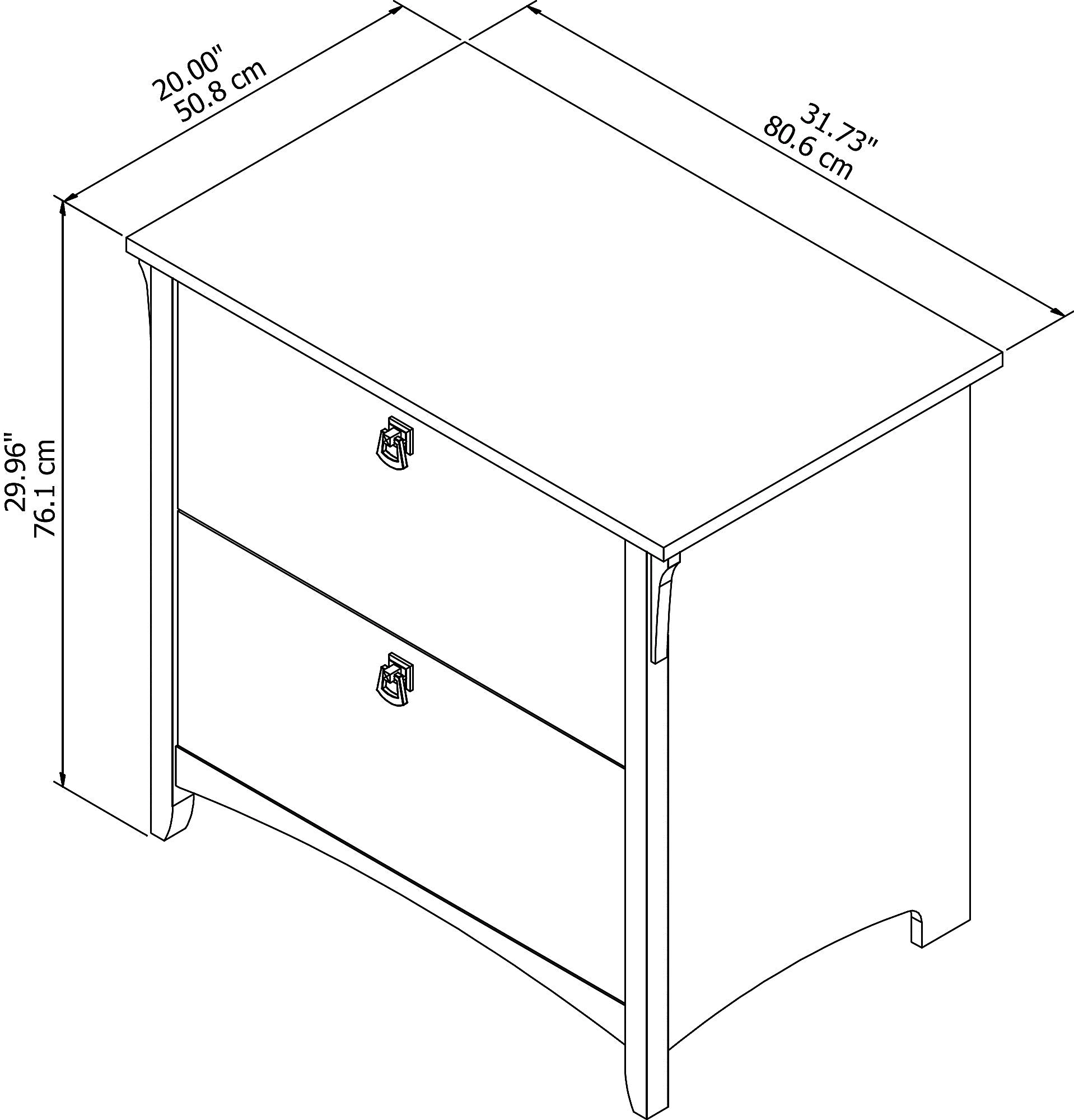 SAF132AW-03 Salinas Antique White 2 Drawer Lateral File Cabinet - Bush Furniture-7