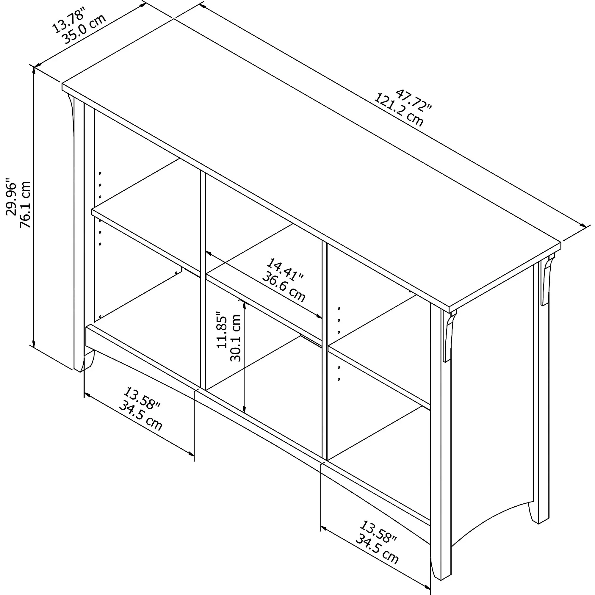 SAB148AW-03 Salinas Antique White 6-Cube Organizer - Bush Furniture-3
