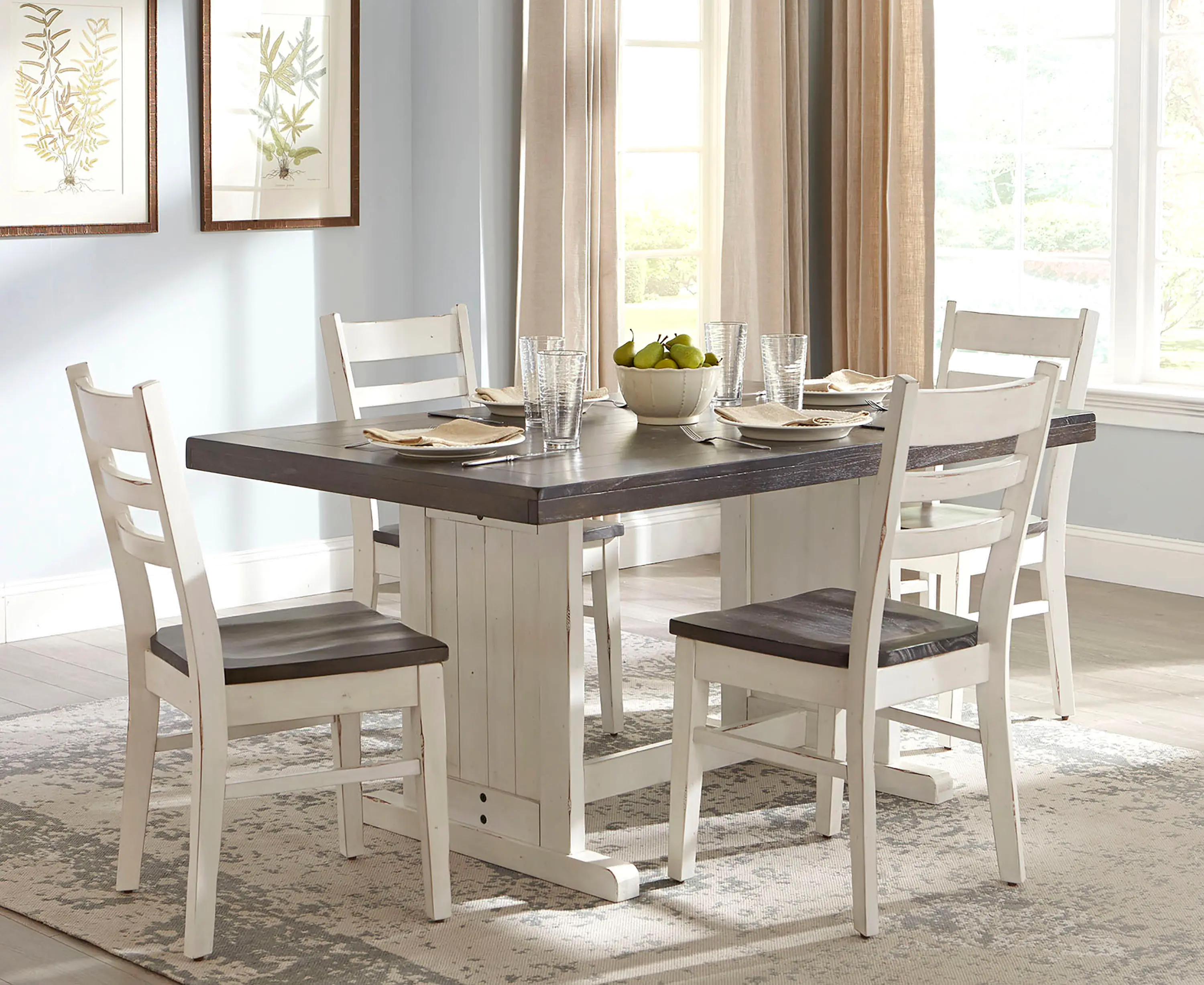Bourbon County White Two-Tone 5 Piece Dining Set-1