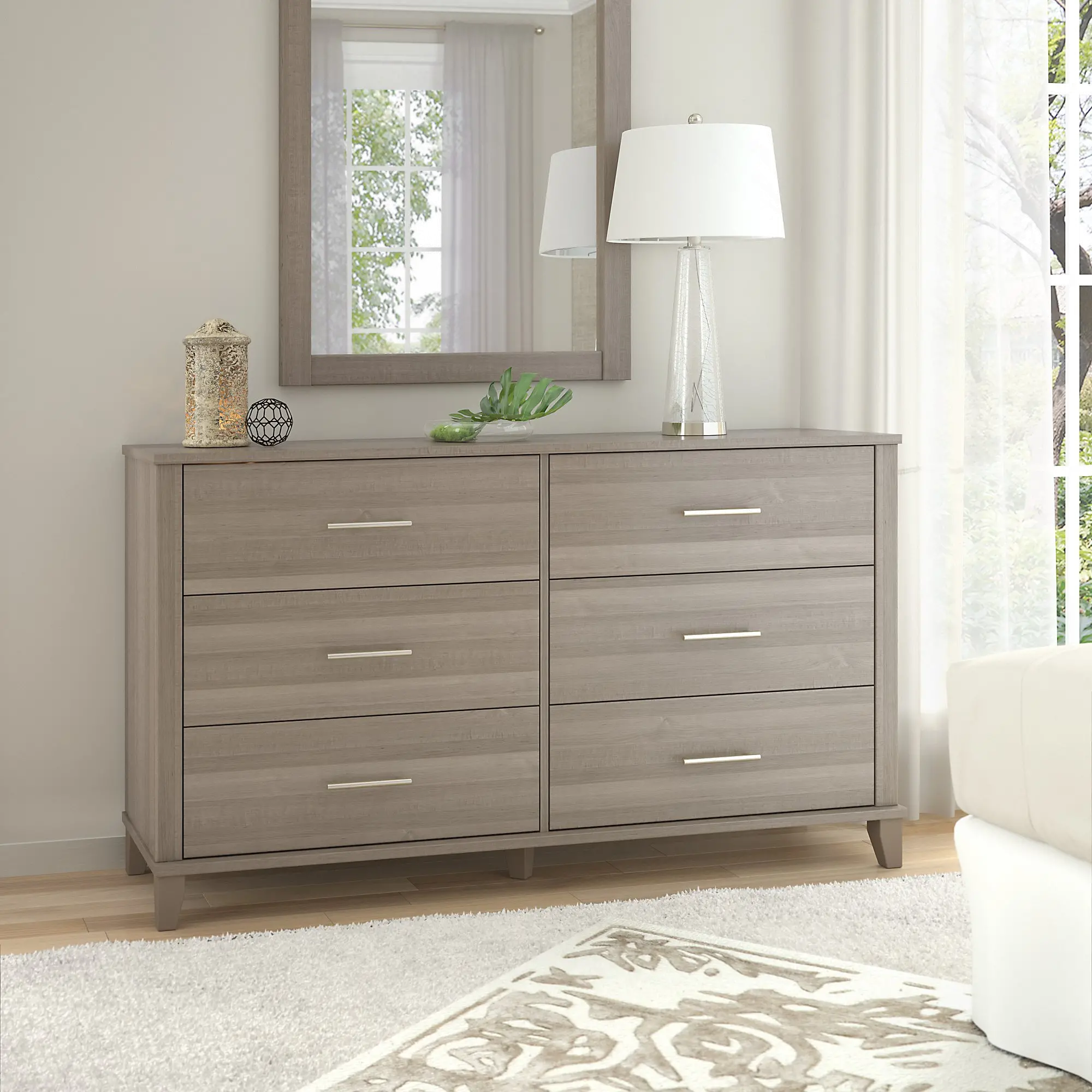 STS160AGK Somerset Ash Gray 6-Drawer Double Dresser - Bush Furniture-2