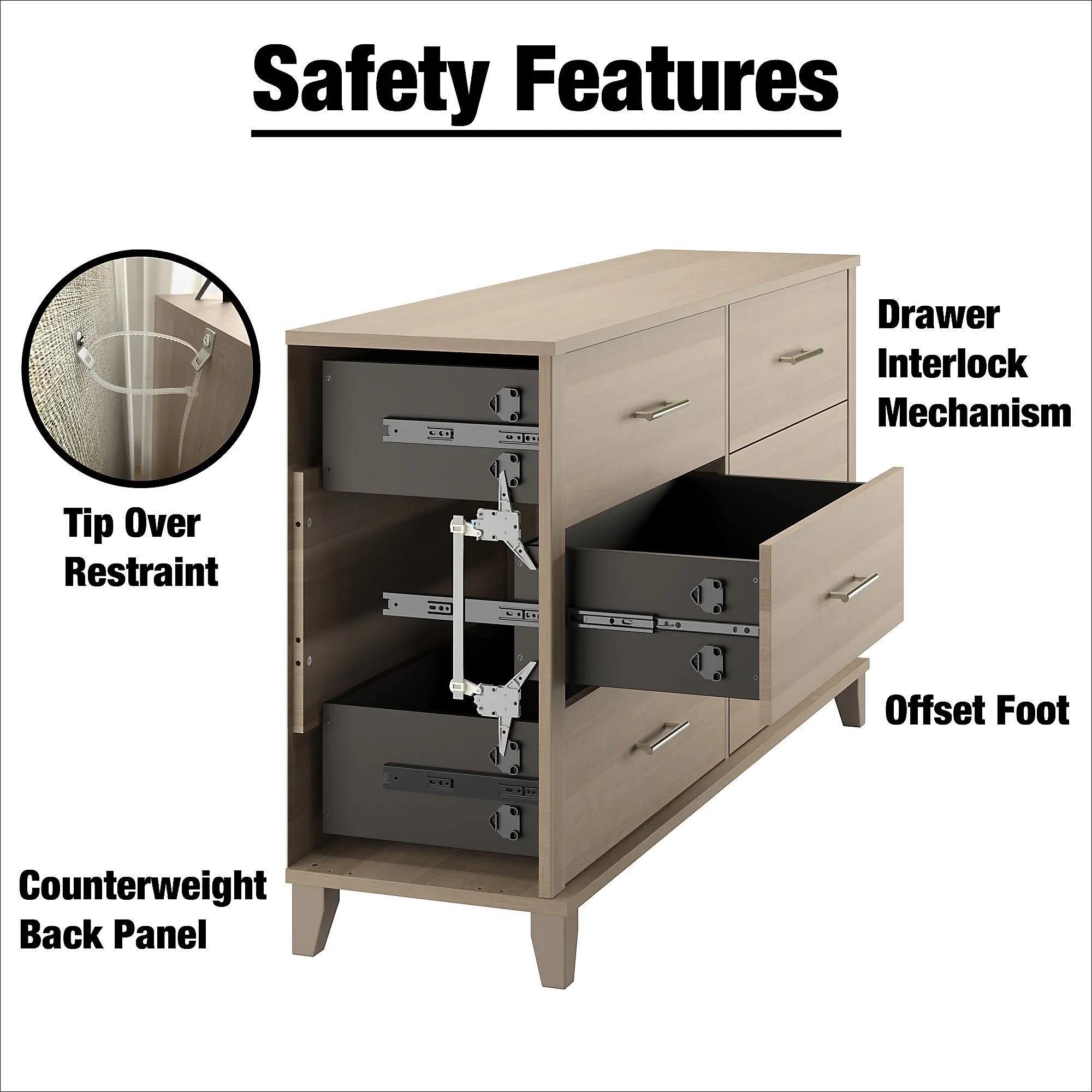 STS160AGK Somerset Ash Gray 6-Drawer Double Dresser - Bush Furniture-6