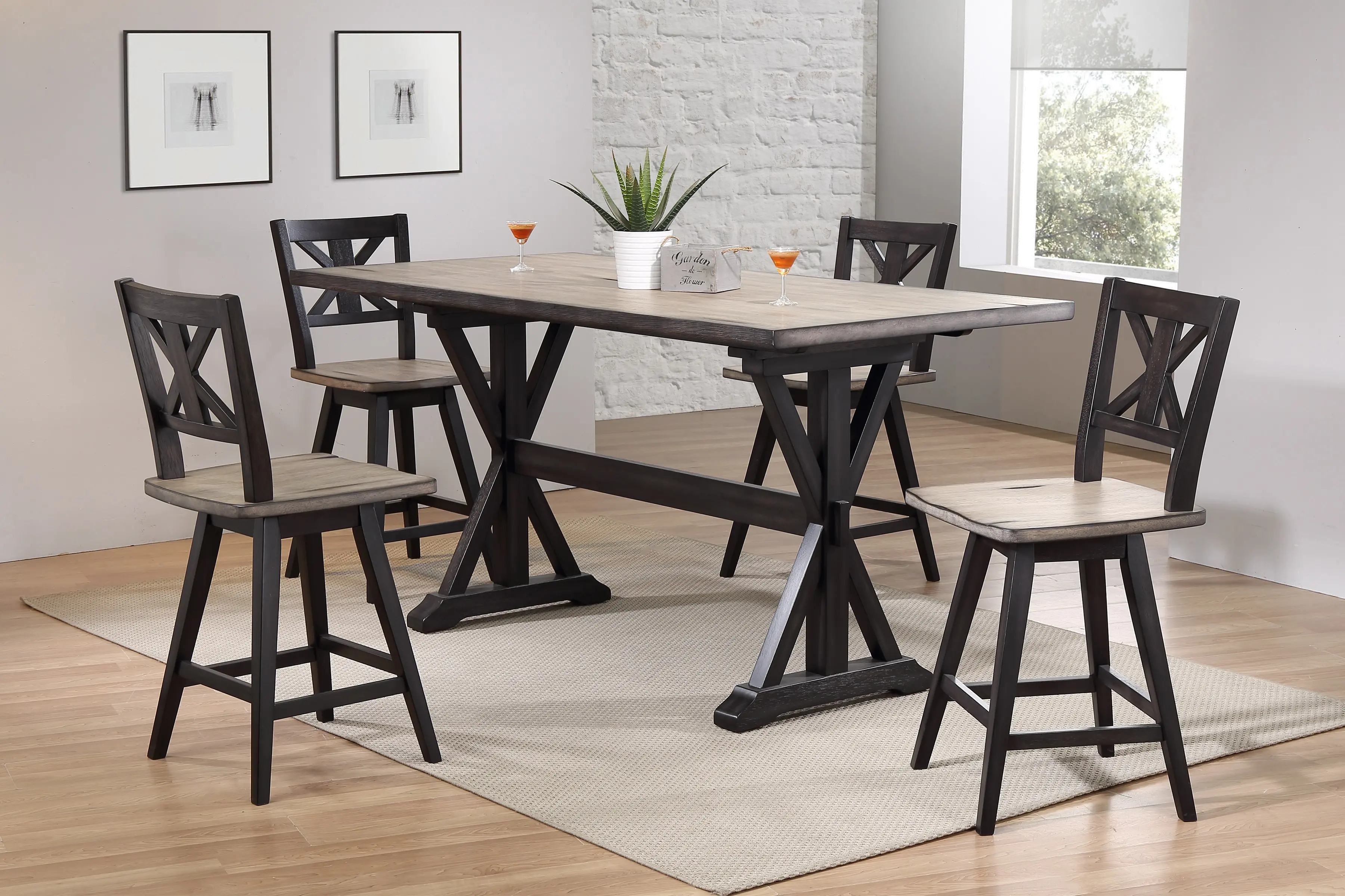 Orlando Sand and Black Counter Height Dining Table-1