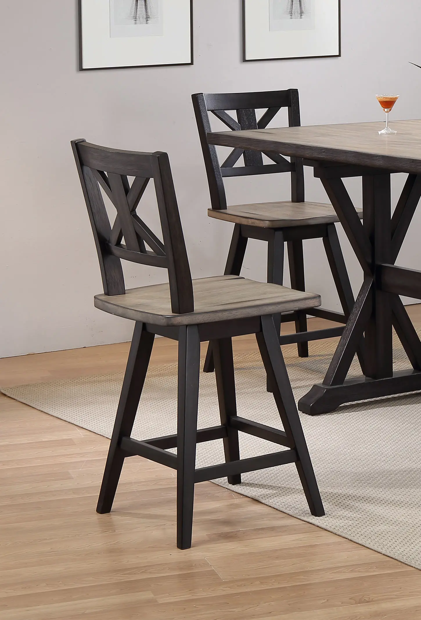 Orlando Sand and Black Swivel Counter Height Stool-1
