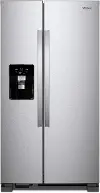WRS325SDHZ Whirlpool 24.55 Cu. Ft. Side‑by‑Side Refrigerator with External Ice and Water Dispenser – Stainless Steel