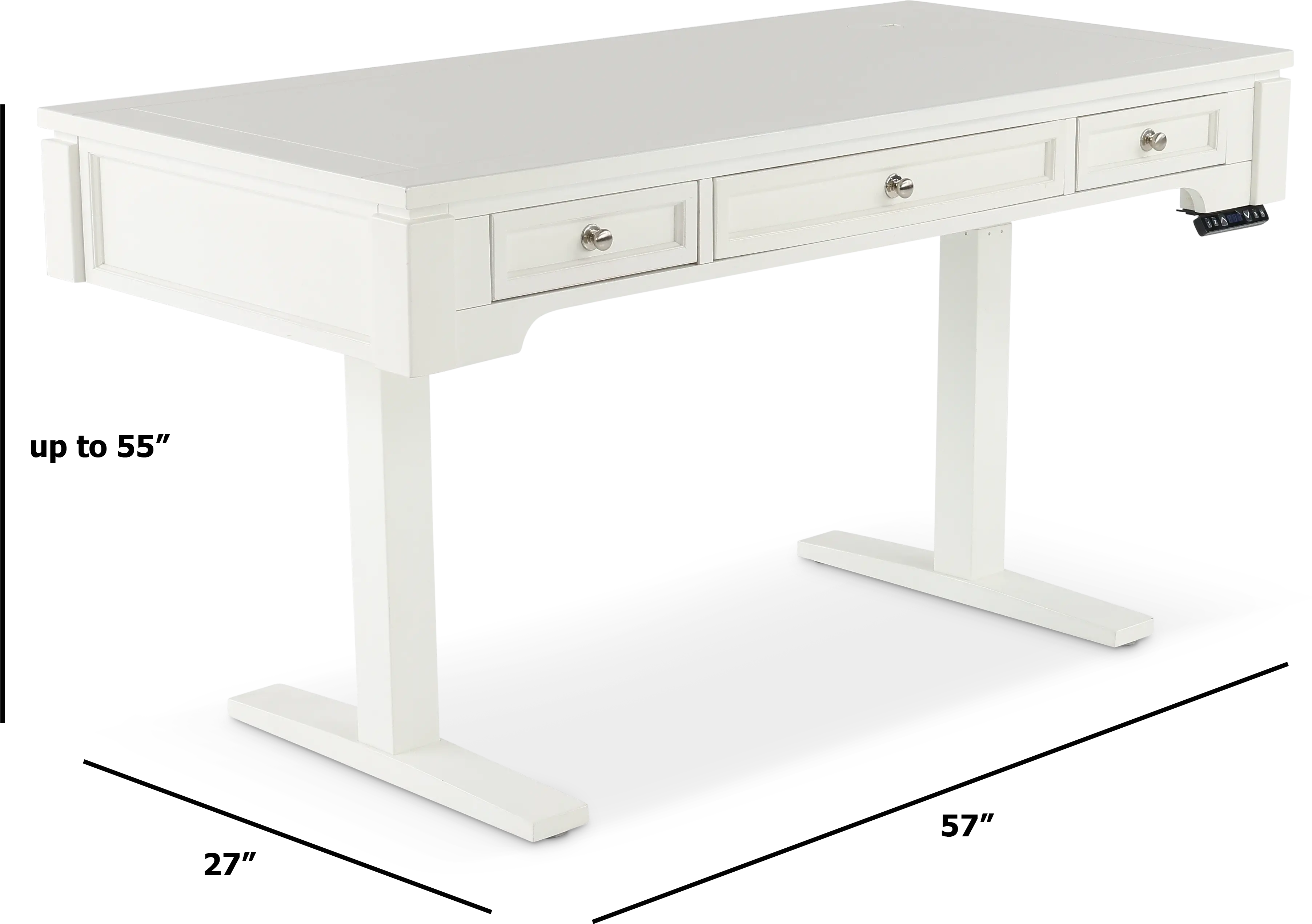 White Sit or Stand Office Desk - Powered-5
