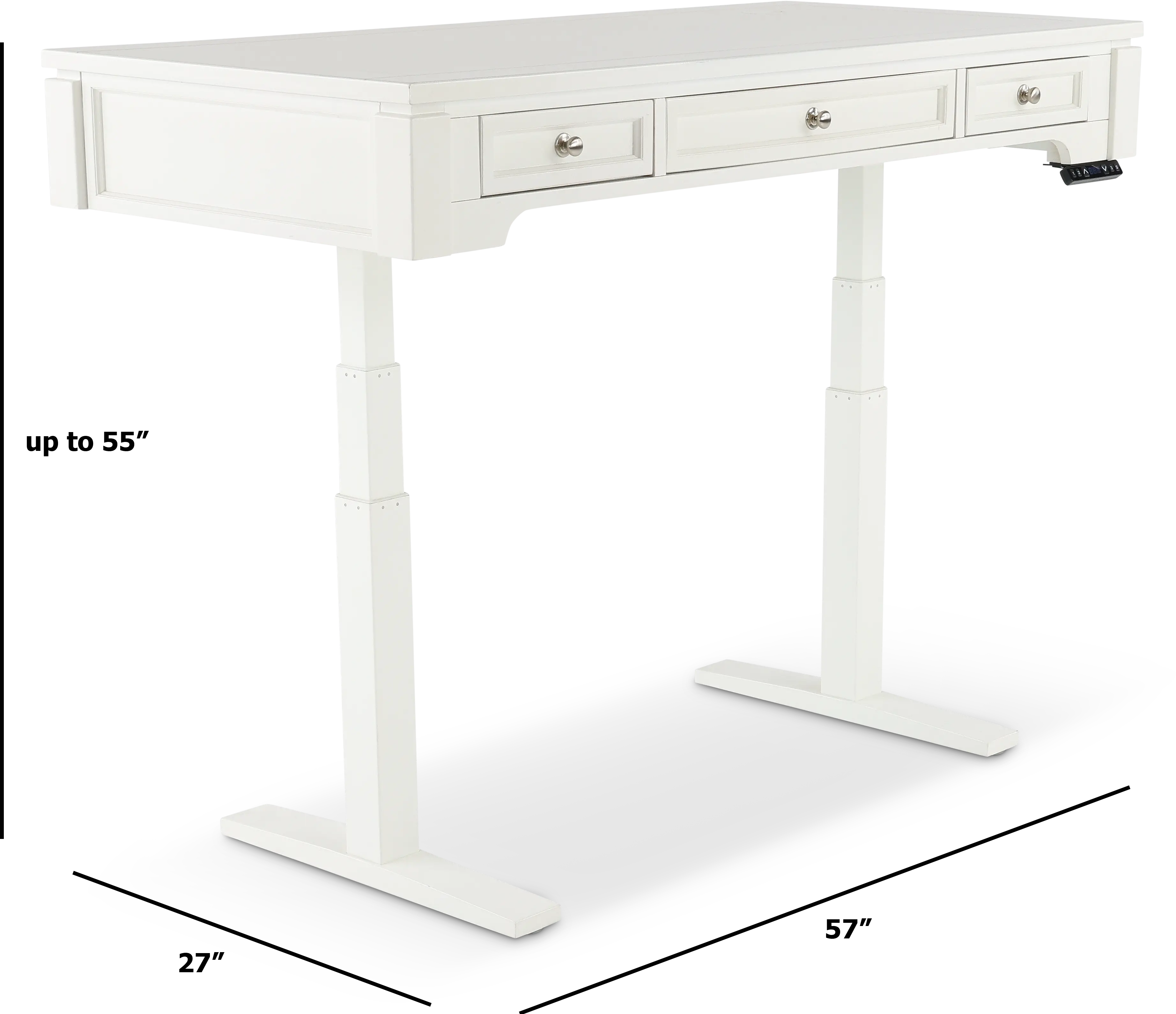 White Sit or Stand Office Desk - Powered-6