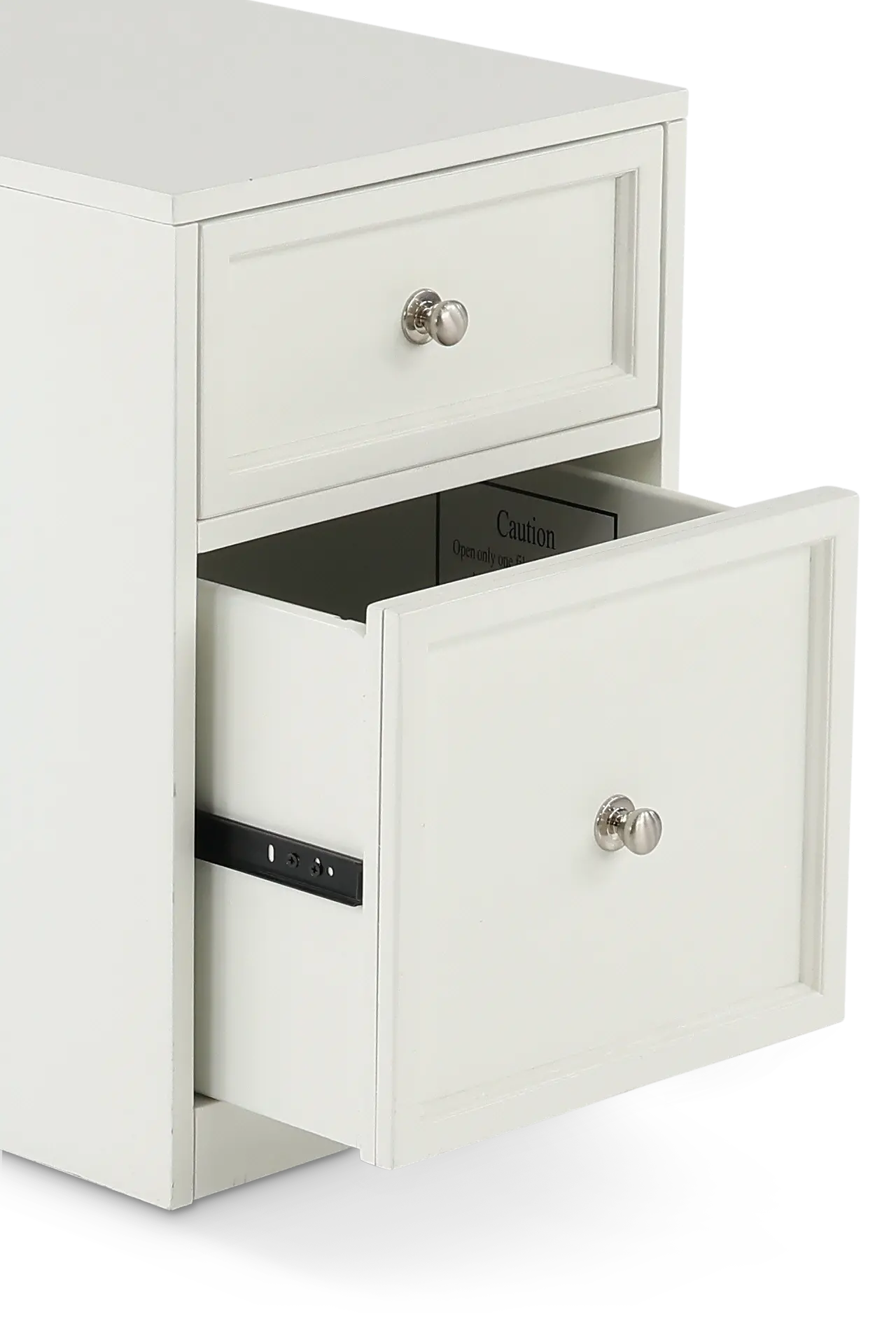 Catrina White Two Drawer Rolling File Cabinet-4