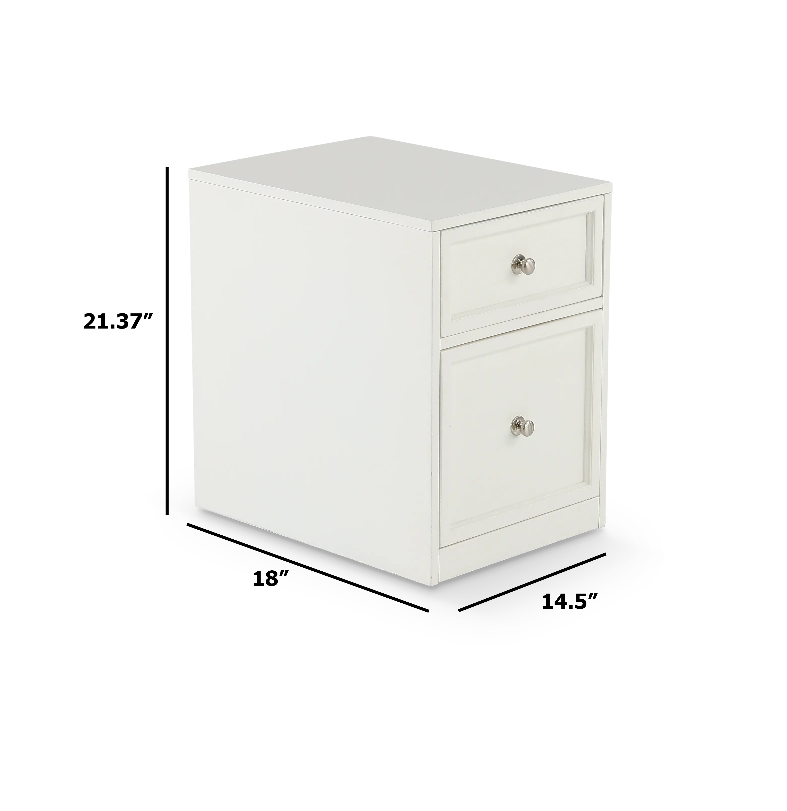 Catrina White Two Drawer Rolling File Cabinet-3