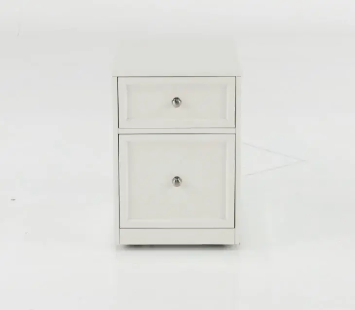 Catrina White Two Drawer Rolling File Cabinet-5
