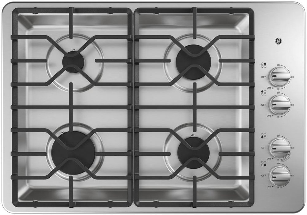 GE 30 Inch Gas Cooktop with 4 Sealed Burners - Stainless Steel