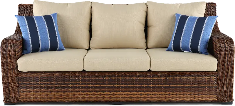 Tortola Beige Wicker Patio Sofa