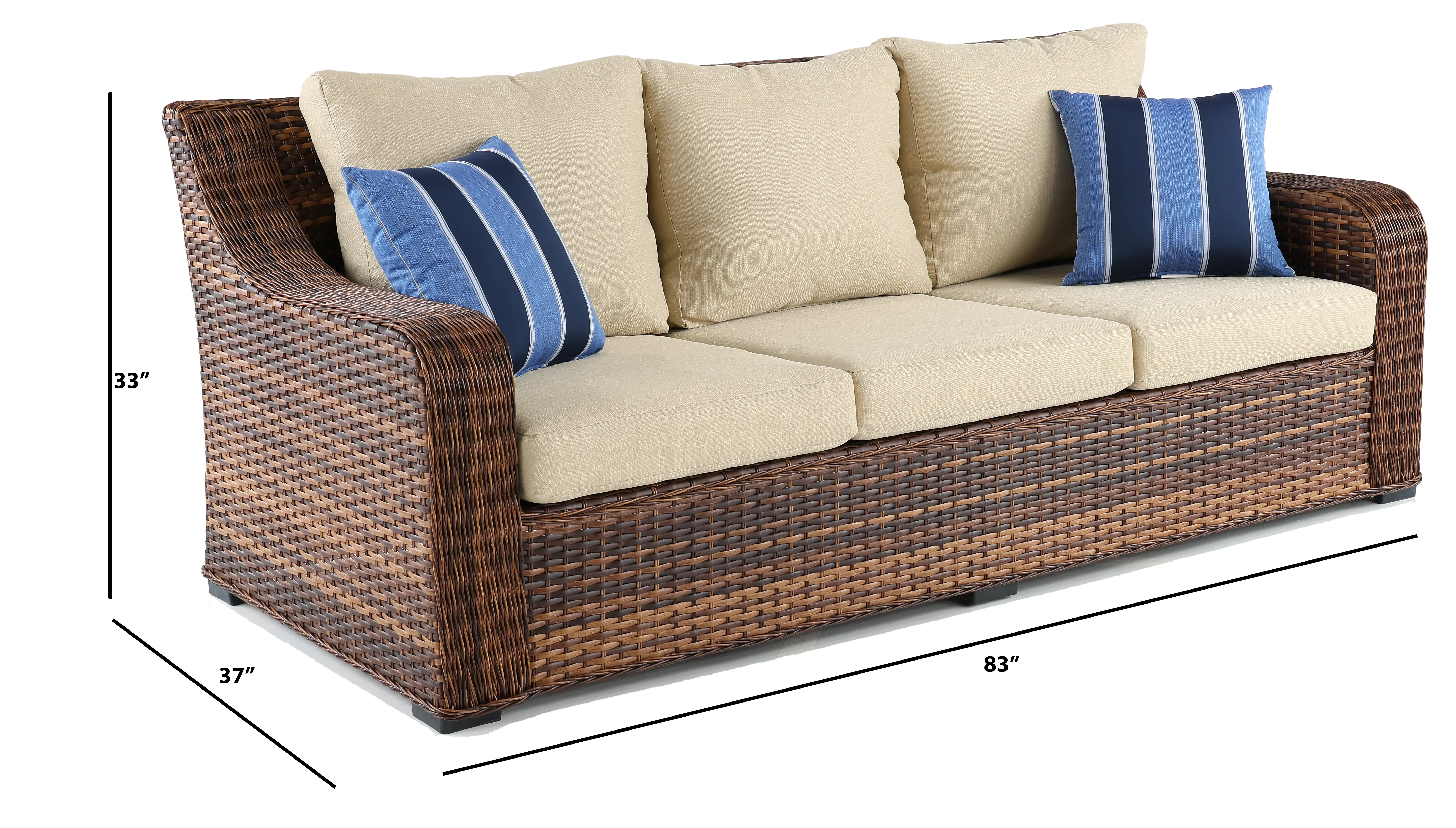 Tortola Beige Wicker Patio Sofa-3