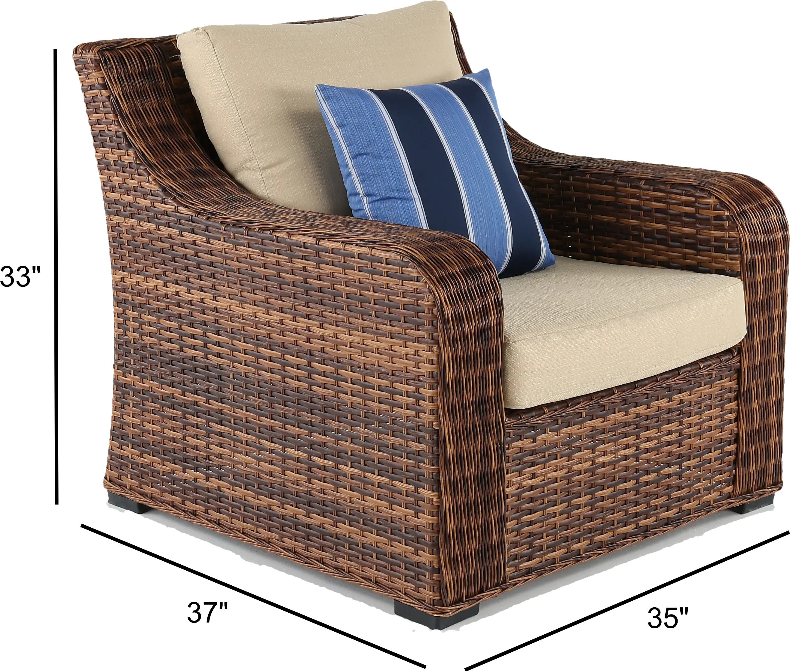 Tortola Wicker and Linen Outdoor Patio Chair-3